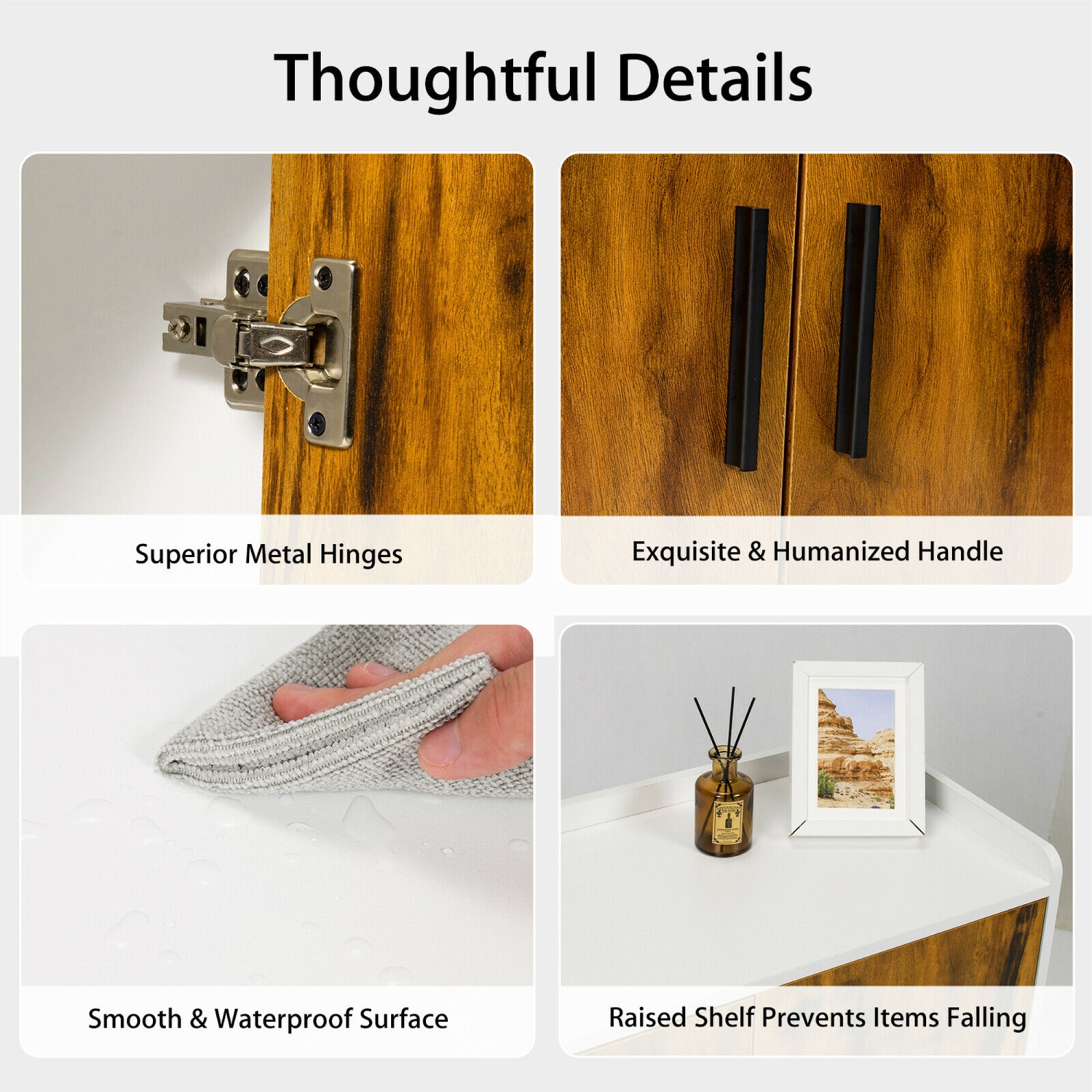 Gymax Sideboard Buffet Storage Cabinet w/2 Door Metal Legs Accent Cabinet 32In