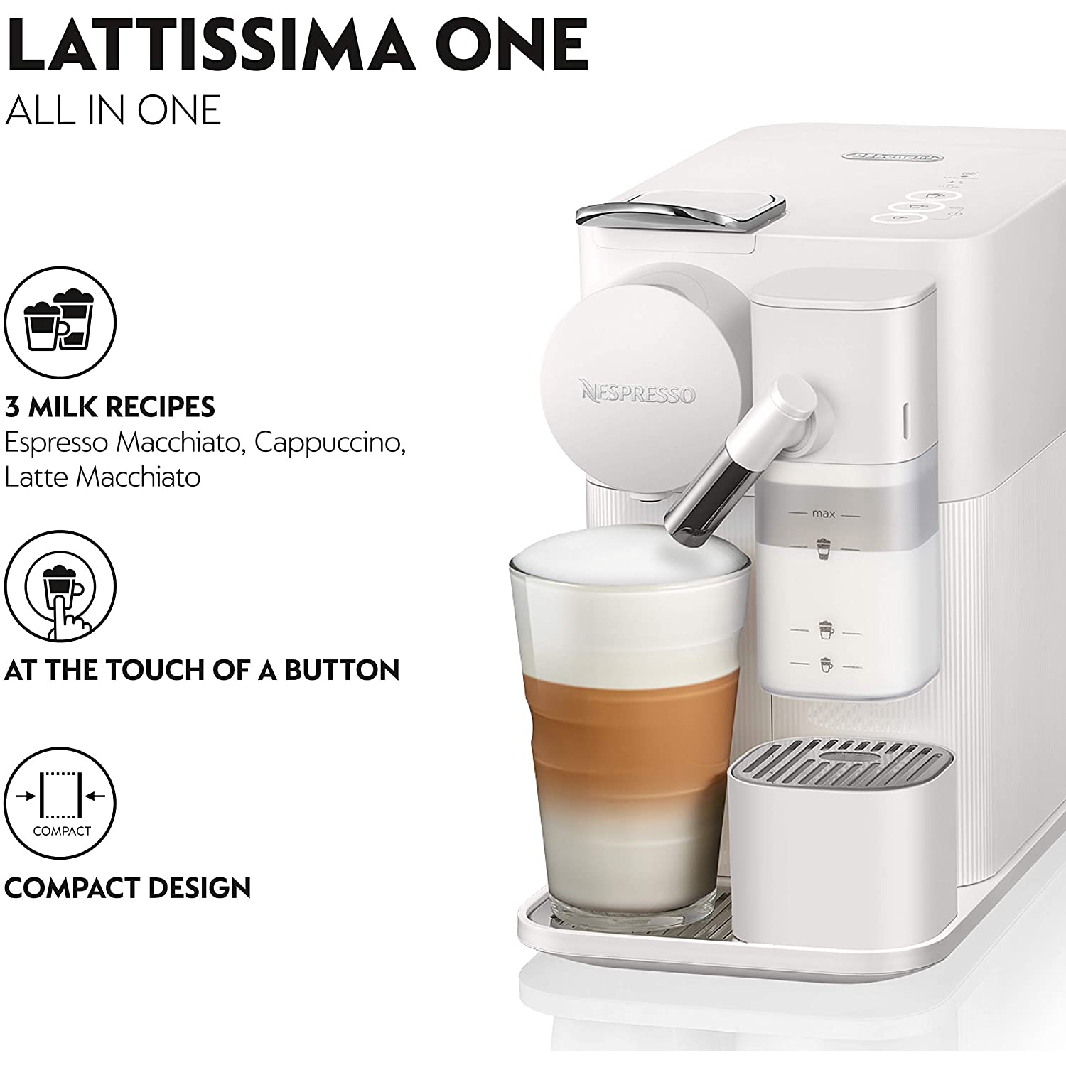 Refurbished Excellent Nespresso by De Longhi Lattissima One