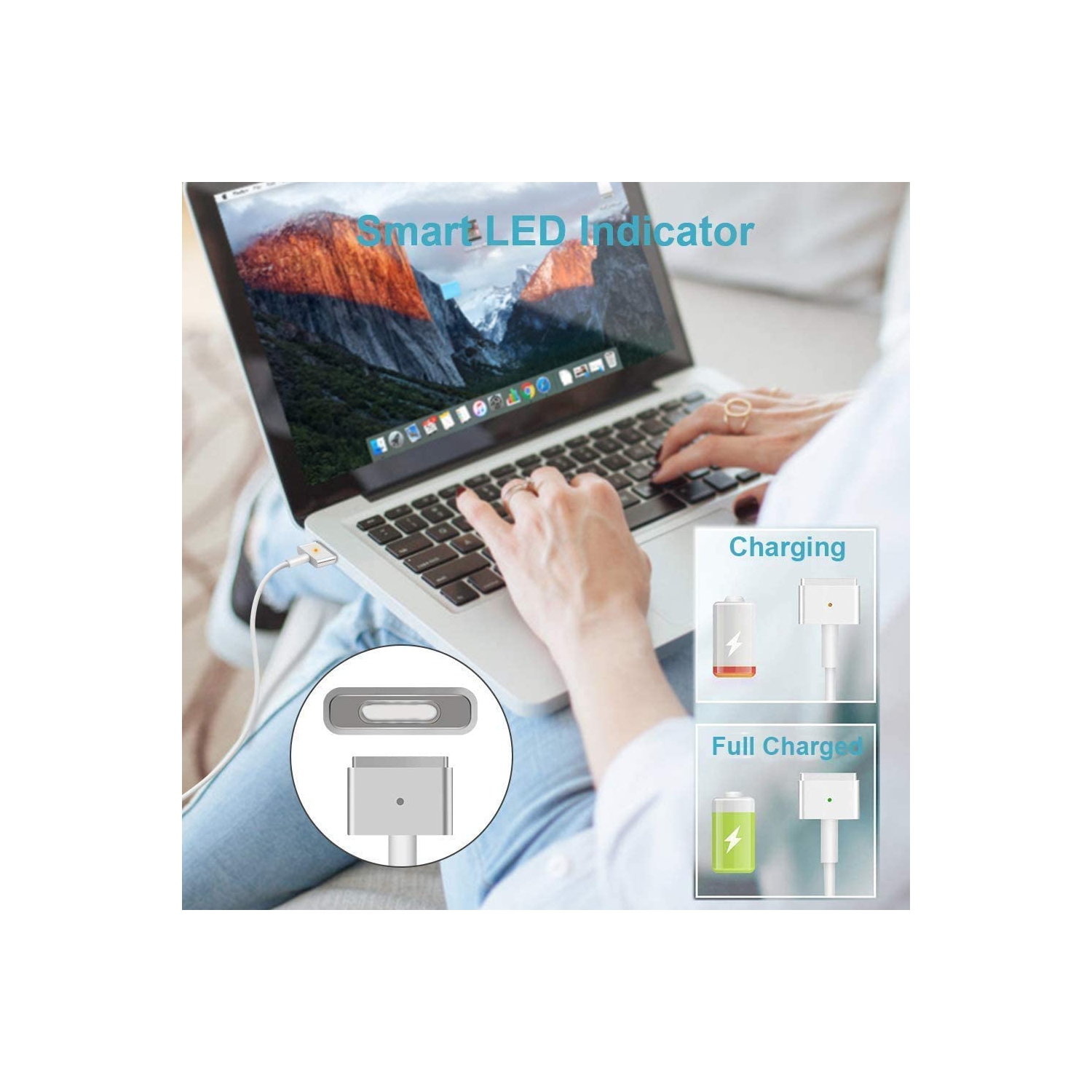 MacBook Air Charger, 45W Magnetic(T)-Tip Power Adapter, for Mac Book Air 11 inch 13 inch(A1465,A1466,MD760,760/ZP/A,Mac Book Air, Released After