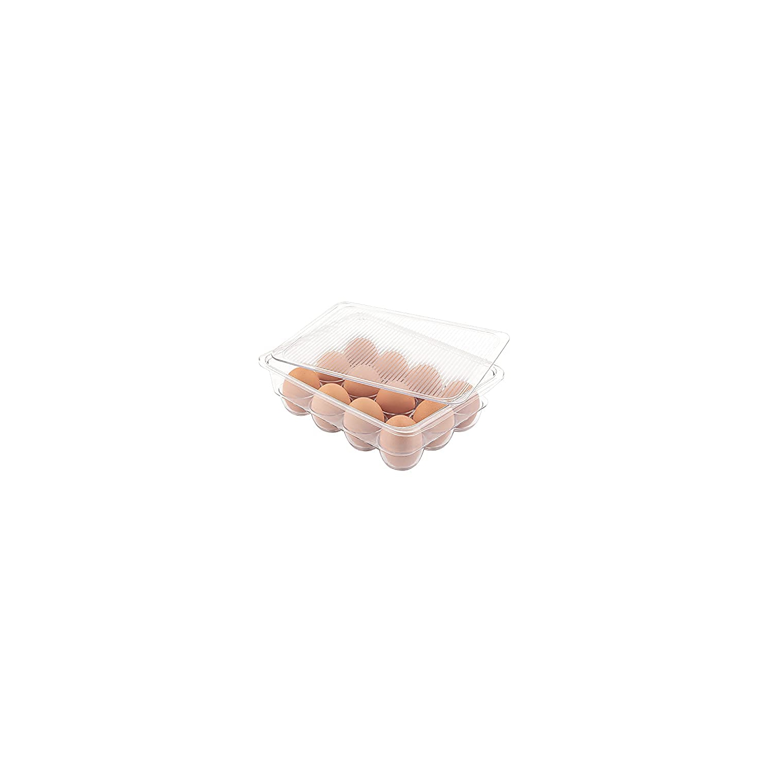 JinaMart Fridge Bin Egg Holder | Stackable BPA-Free Plastic Egg Holders with Lid for Refrigerator | Deviled Egg Storage Tray/Drawer for Fridge,