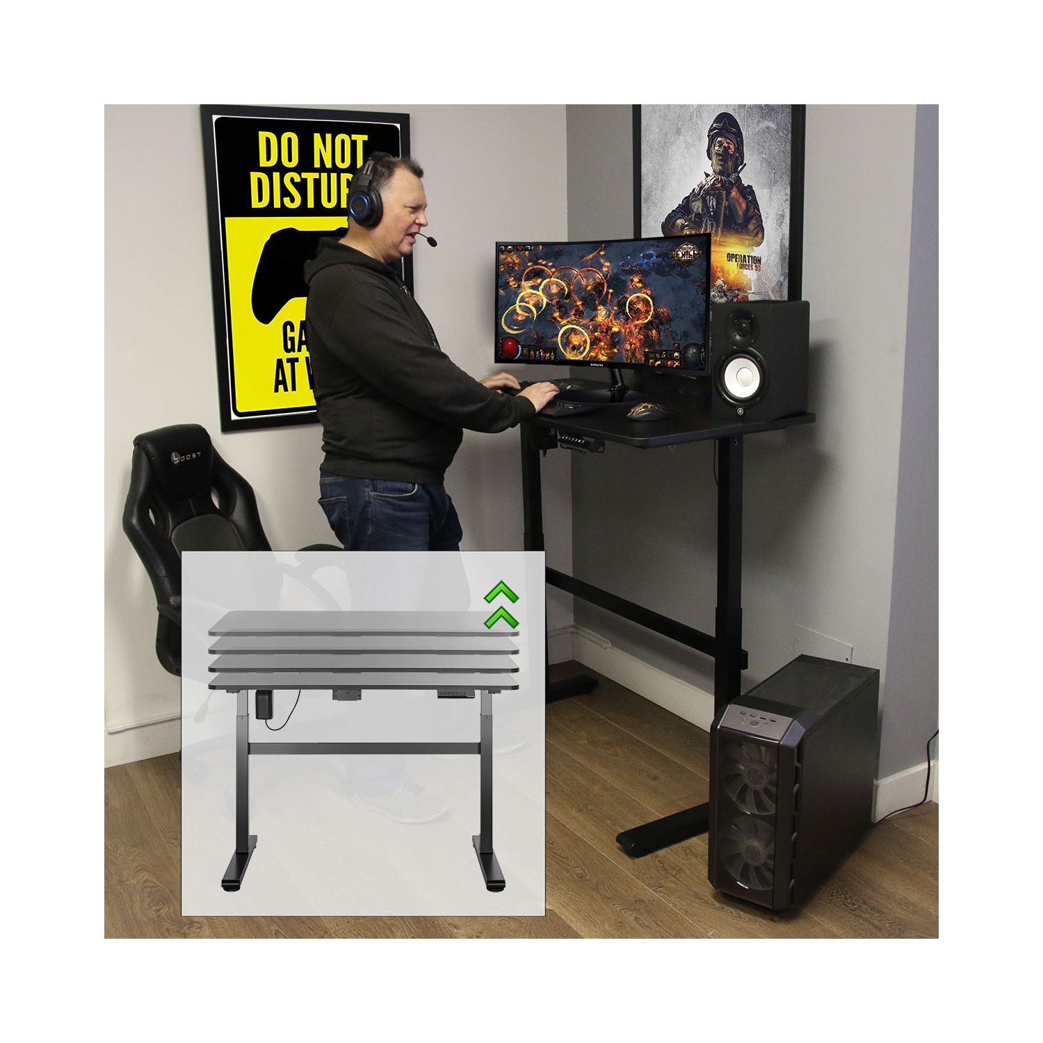 Bureau de jeu à hauteur réglable de 46 po GD-46M de Boost Industries