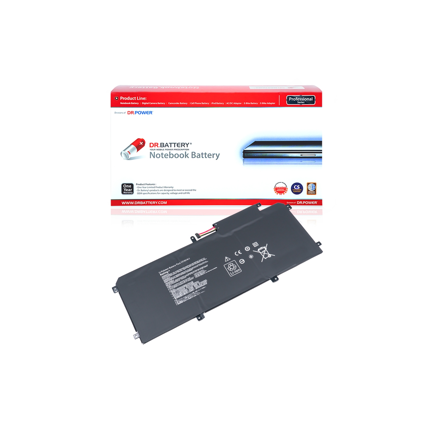 DR. BATTERIE - Remplacement pour Asus ZenBook U305 / U305CA6Y30 / U305CA6Y54 / U305F / U305FA / 0B200-01180000 / C31N1411 [11.4V / 3830mAh / 43.6Wh]