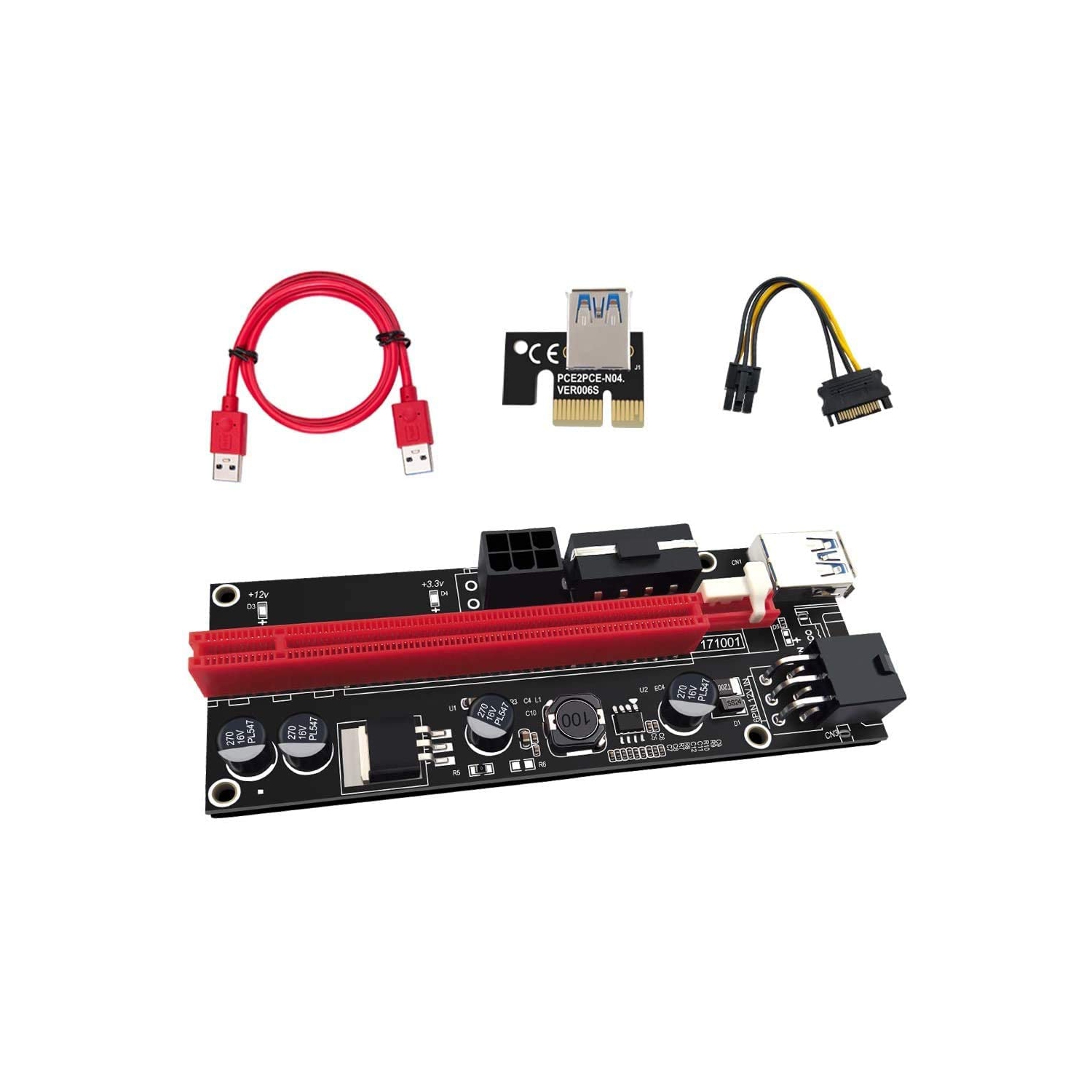 CONVERTISSEUR USB PCIE VER009S. 1x à 16x. Carte graphique Etherium altcoin