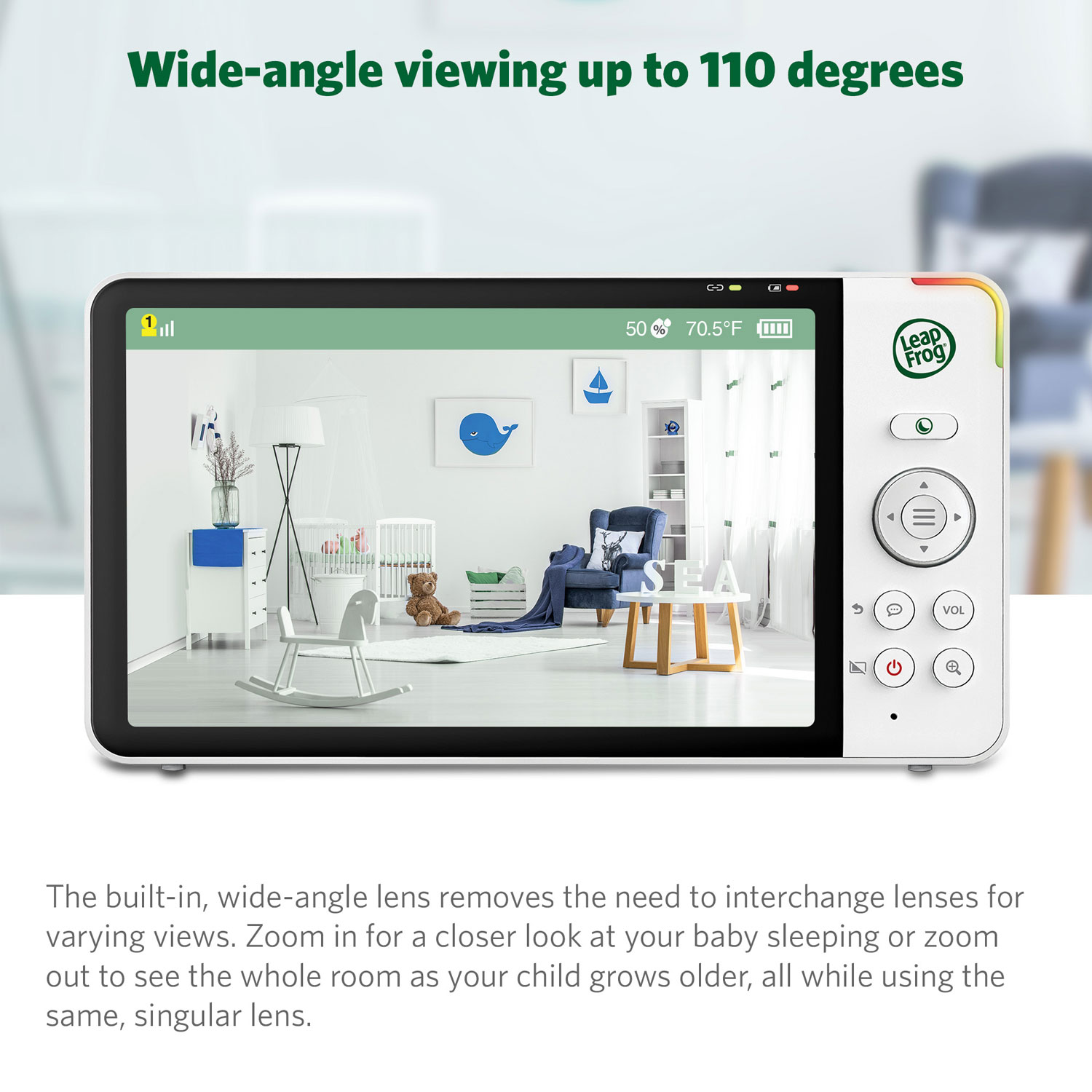 Interphone vidéo 7 po LeapFrog vision nocturne couleur, zoom/pano./incli. et audio bidire.