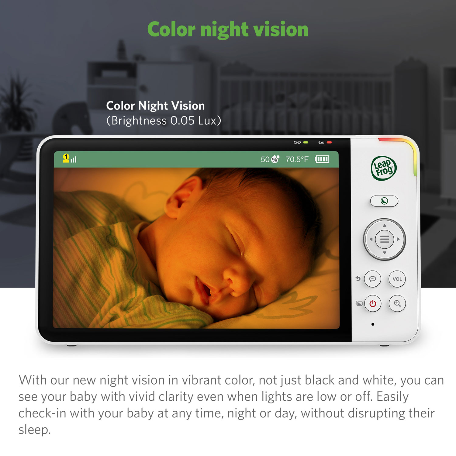 Interphone vidéo 7 po LeapFrog vision nocturne couleur, zoom/pano./incli. et audio bidire.