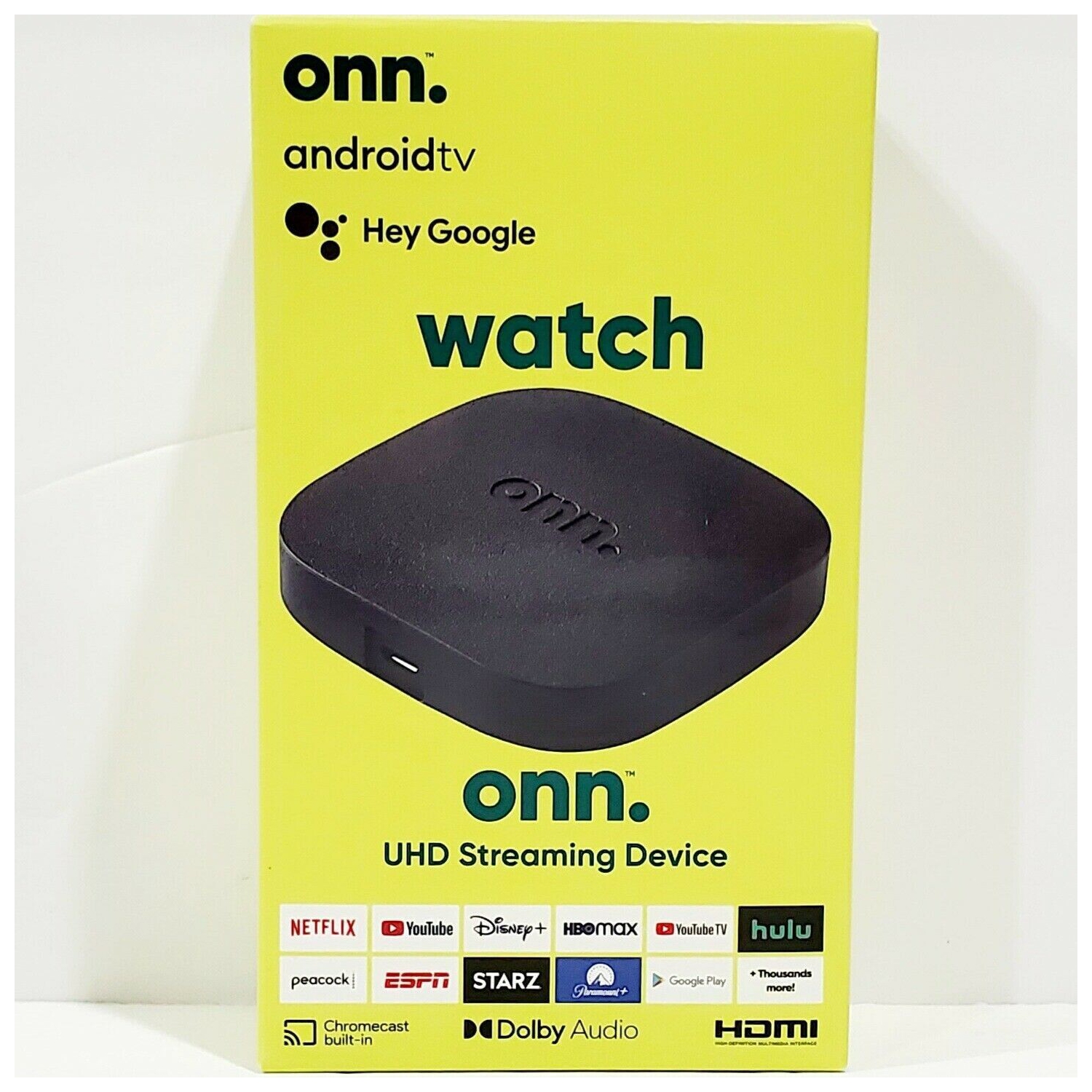 ONN. Android TV UHD Streaming Box - Black