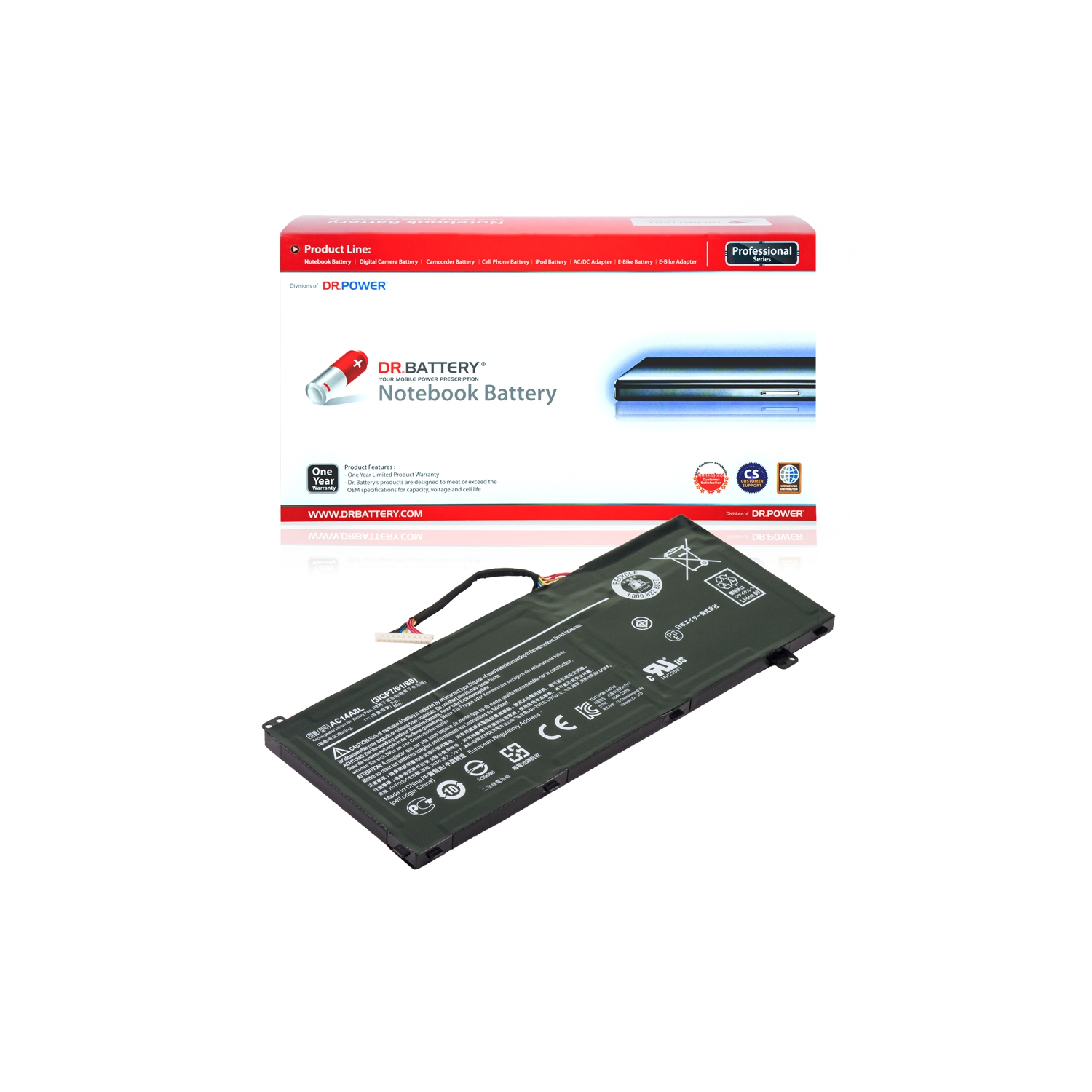 DR. BATTERY - Replacement for Acer Aspire V15 VN7-591G / VN7-592 / VN7-592G / VN7-791 / KT0030G001 / 3ICP7 / 61 / 80 / AC14A8L [11.4V / 4465mAh /