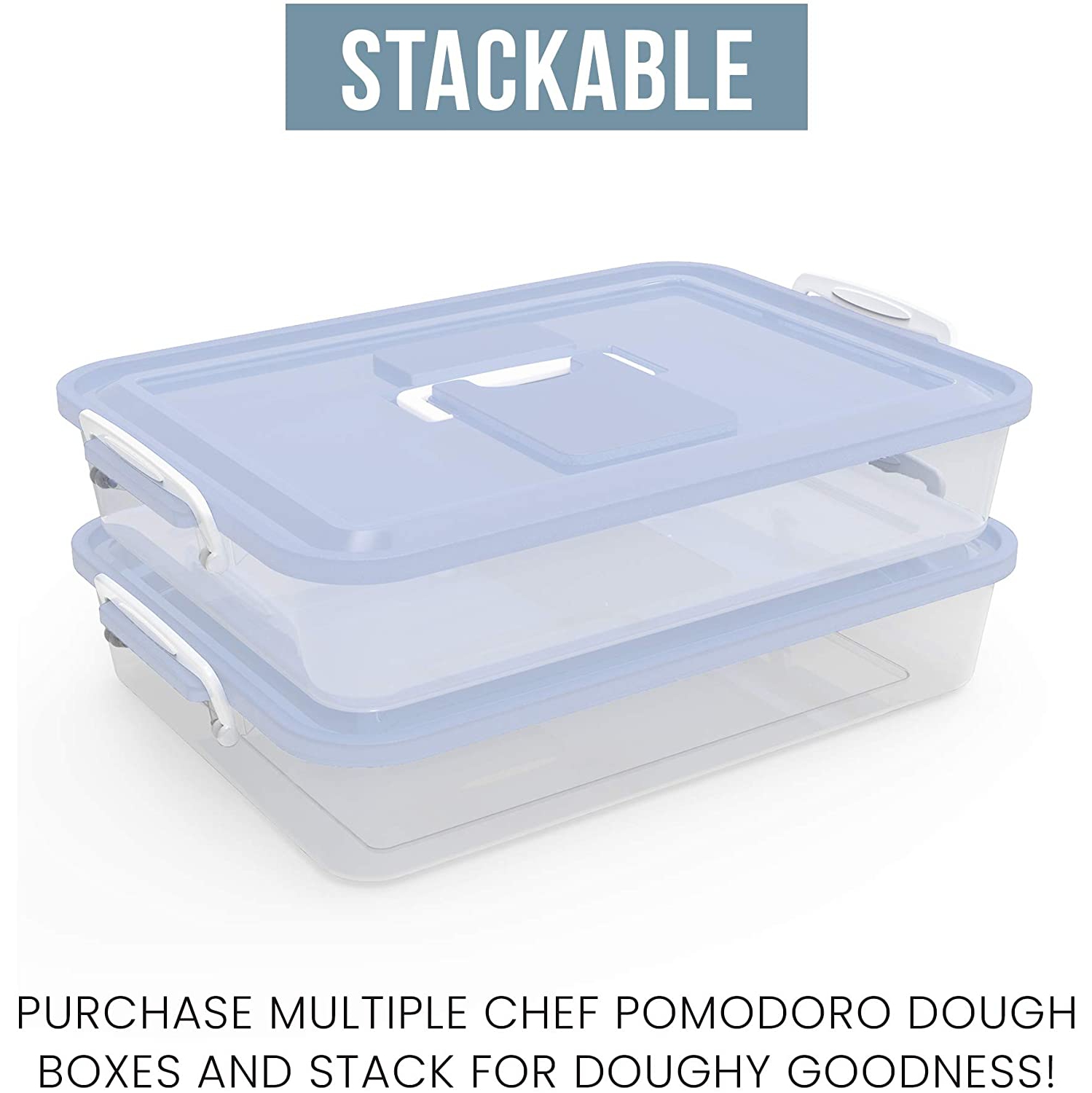 Chef Pomodoro Dough Proofing Box, 15 x 11-Inch, Fit 4-6 Dough Balls, Household Pizza Dough Tray Kit