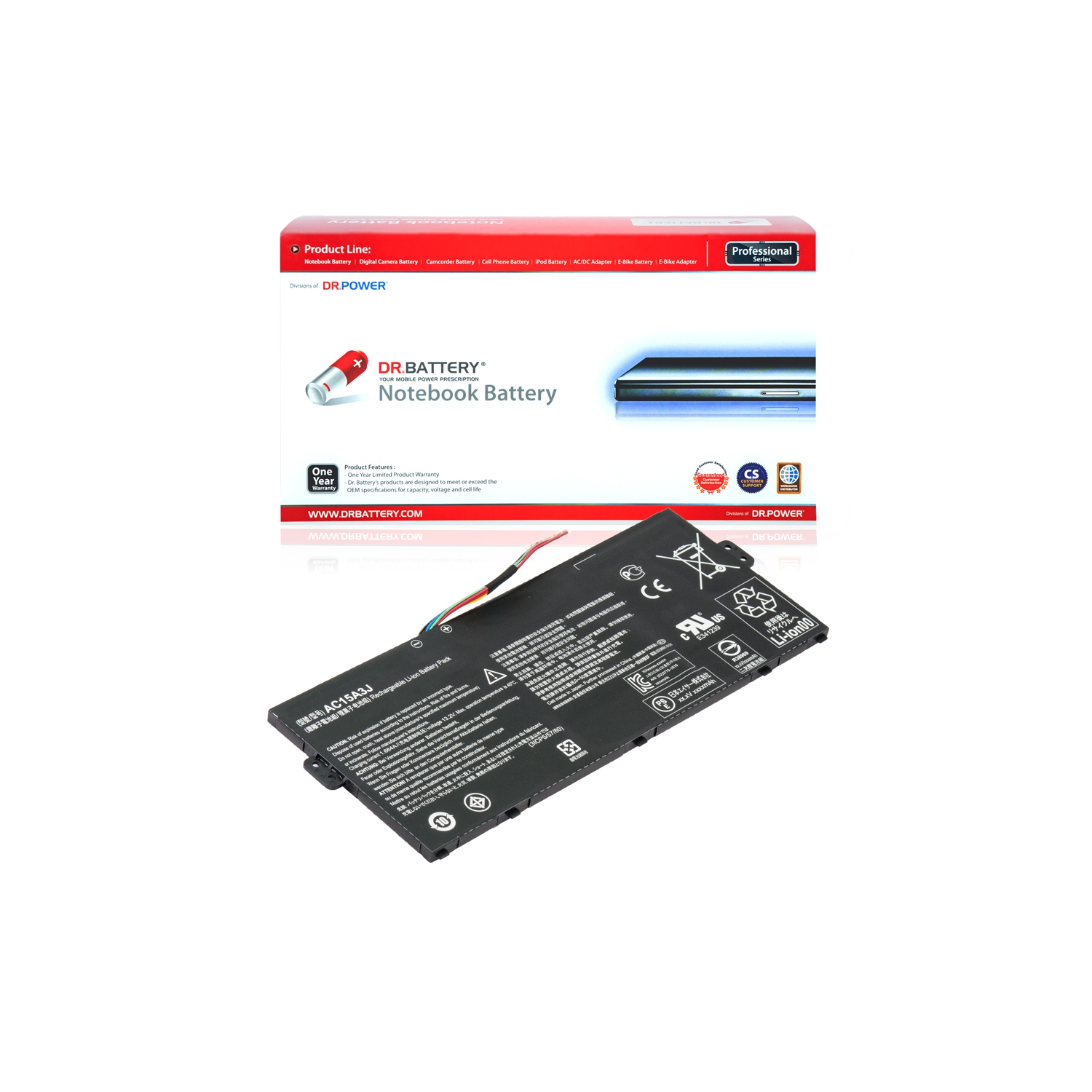 DR. BATTERY Laptop Battereryfor Acer Chromebook CB3-131 / CB3-131-C3QF / CB3-131-C3SZ / AC15A3J / AC15A8J / KT.00303.017 / 3INP5 [11.4V] Free