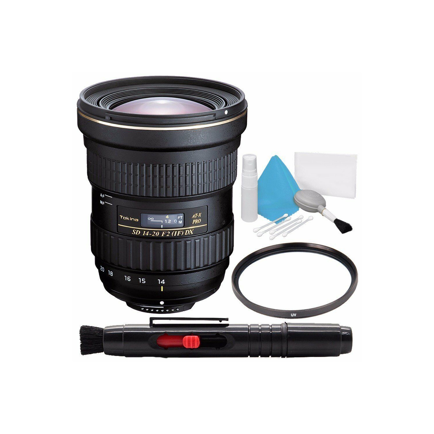 Tokina at-X 14-20mm f/2 PRO DX Lens for Canon EF (International Model) + Deluxe Cleaning Kit + 82mm UV Filter