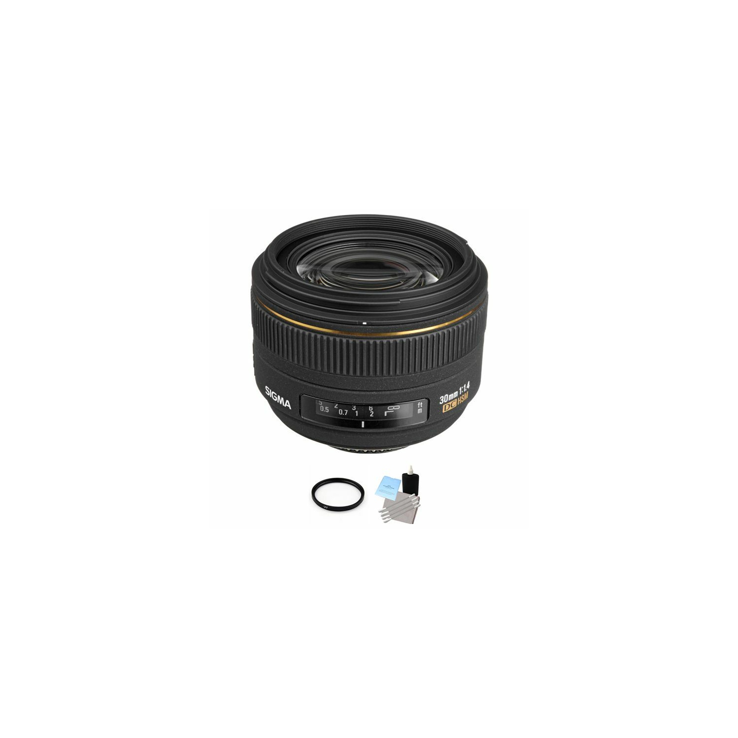 Sigma 30mm f/1.4 EX DC HSM Autofocus Lens for Nikon + UV Filter & Cleaning Kit Base Bundle