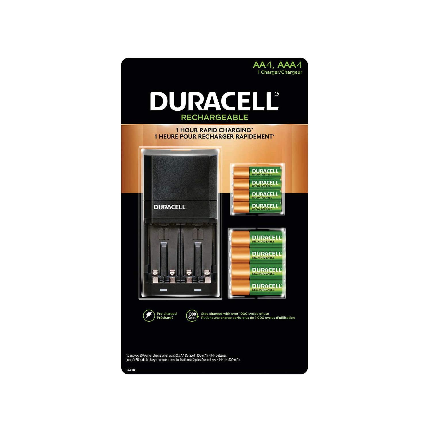 Duracell Charger With Rechargeable 4 x AA and 4 x AAA Batteries
