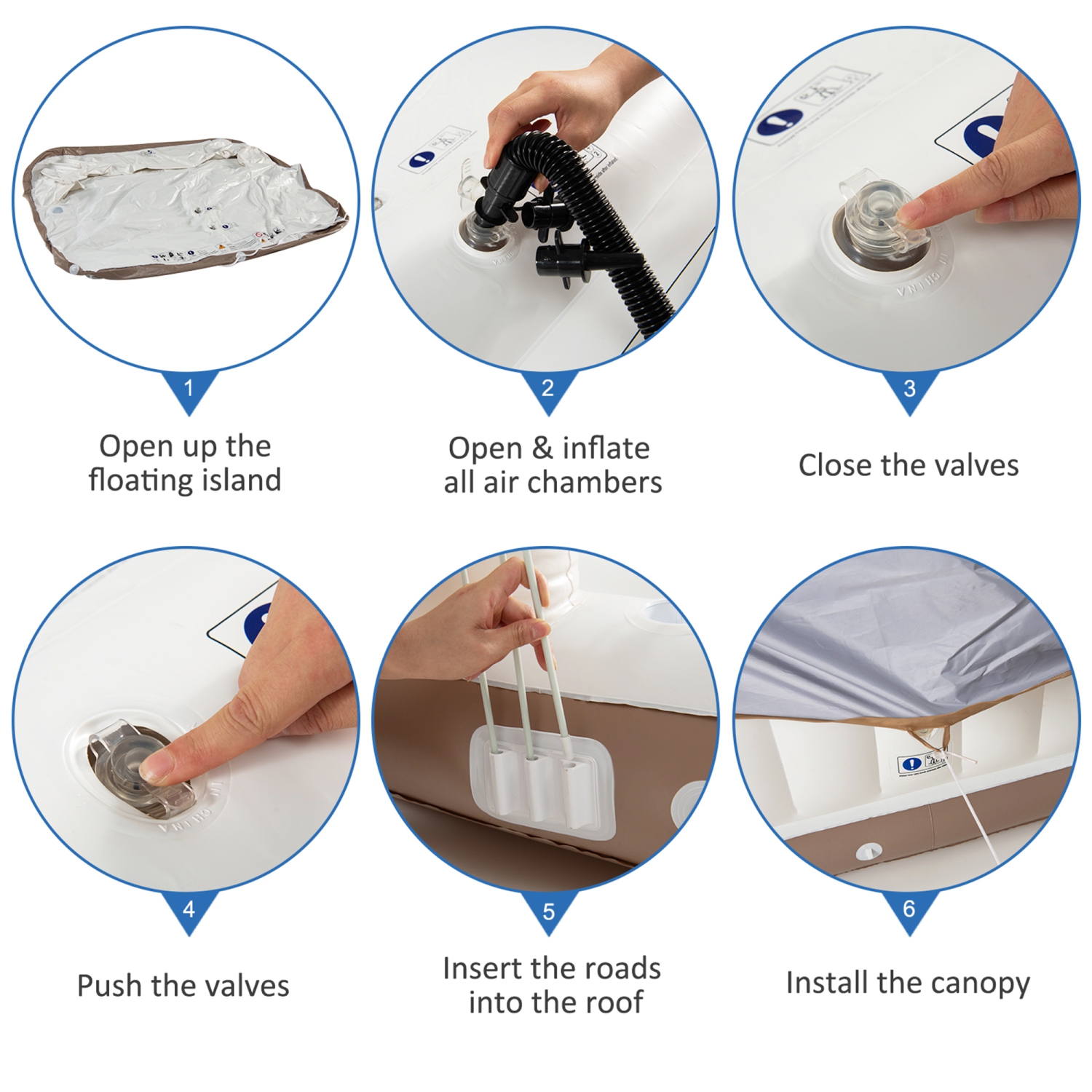 Matelas gonflable pour piscine avec pare-soleil Gymax