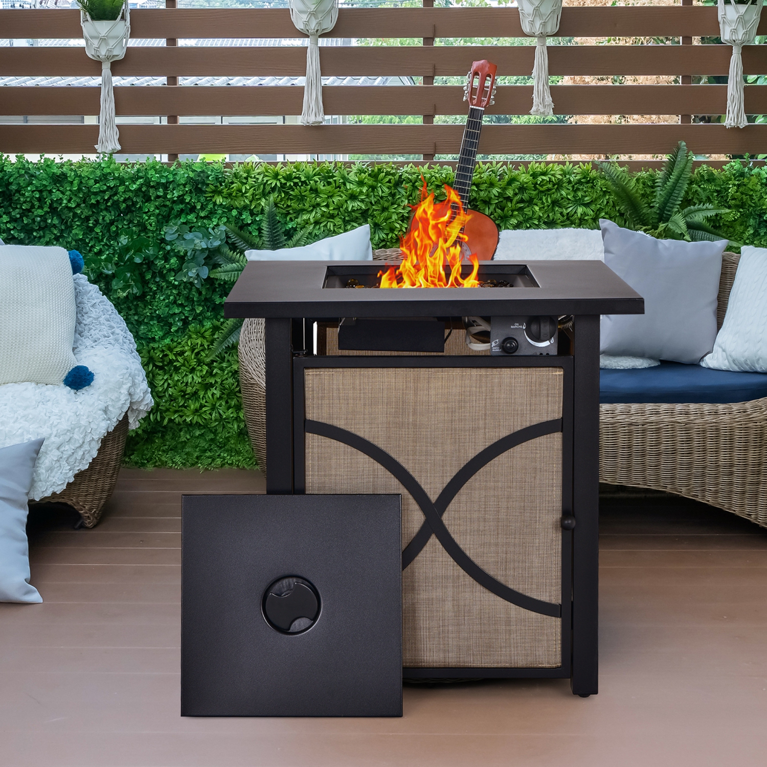 Gymax 25'' Gas Fire Pit Table 40,000 BTU Propane Fire Pit Table w/ CSA Certification