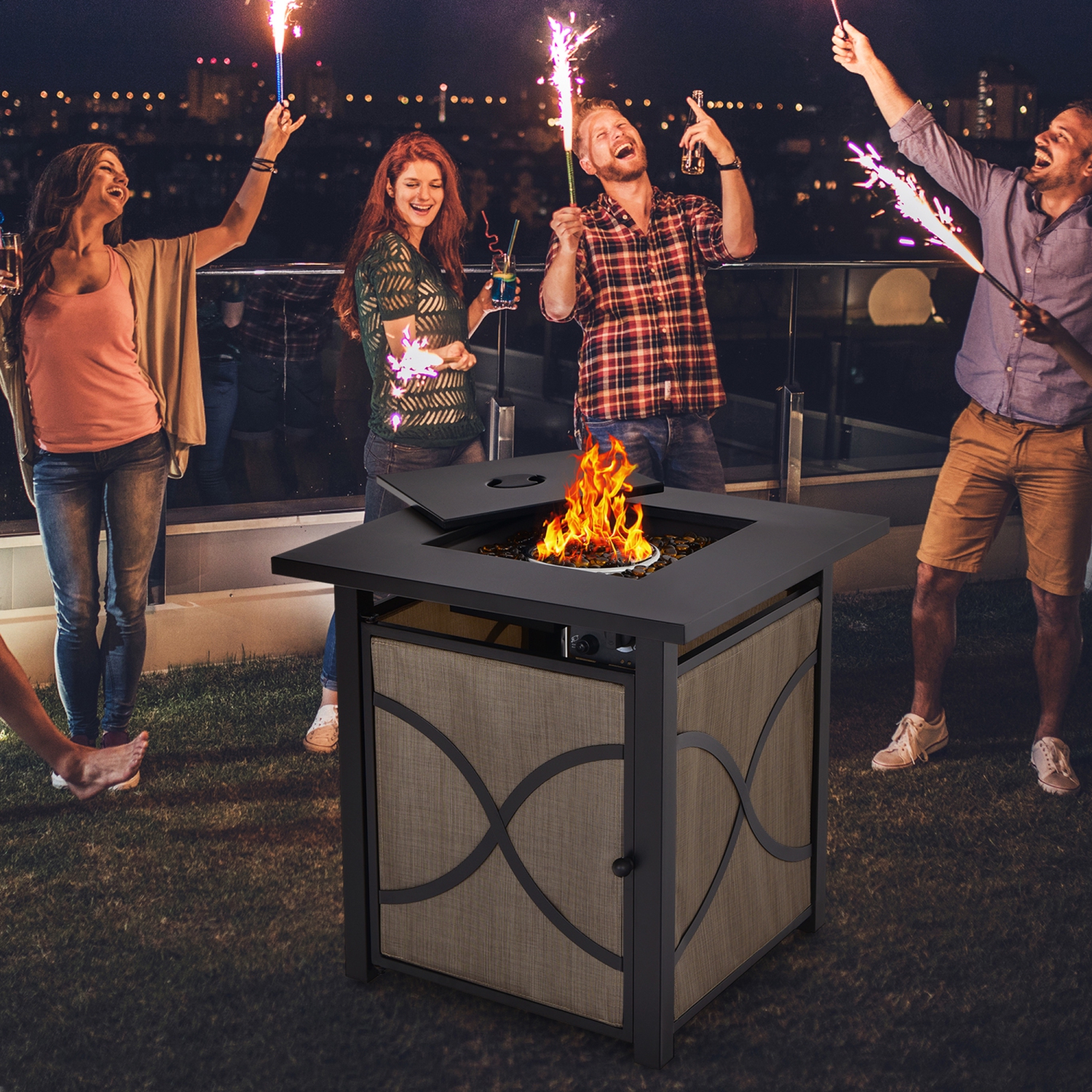 Gymax 25'' Gas Fire Pit Table 40,000 BTU Propane Fire Pit Table w/ CSA Certification