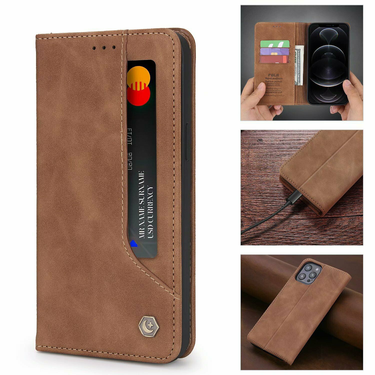 iPhone 8 Plus Flip Case Cover for Leather Card Holders Extra-Shockproof Business Wallet case Kickstand Flip Cover 