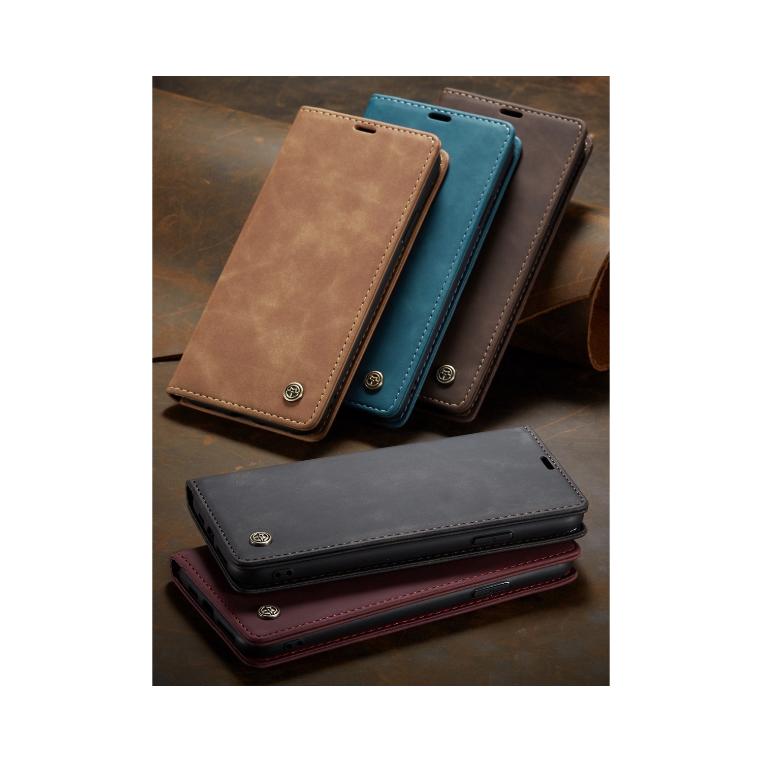 CaseMe Magnetic Stand Flip Protective Cover Leather Flip Cover Purse Style with ID & Credit Card Slots Holder for iPhone 13 PRO MAX -Brown