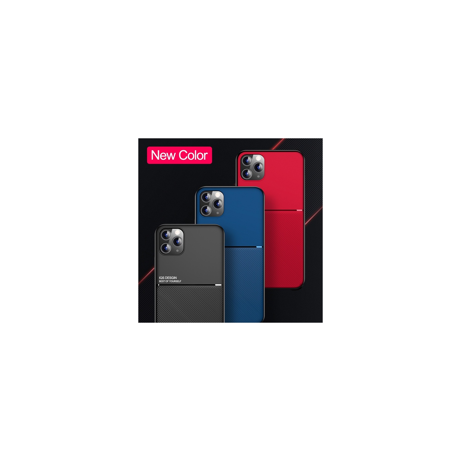 KELVIN Leather Magnetic Texture Slim Matte Back Phone Cove Anti Fall Frosted Stripe Cases For iPhone 13 -Blue