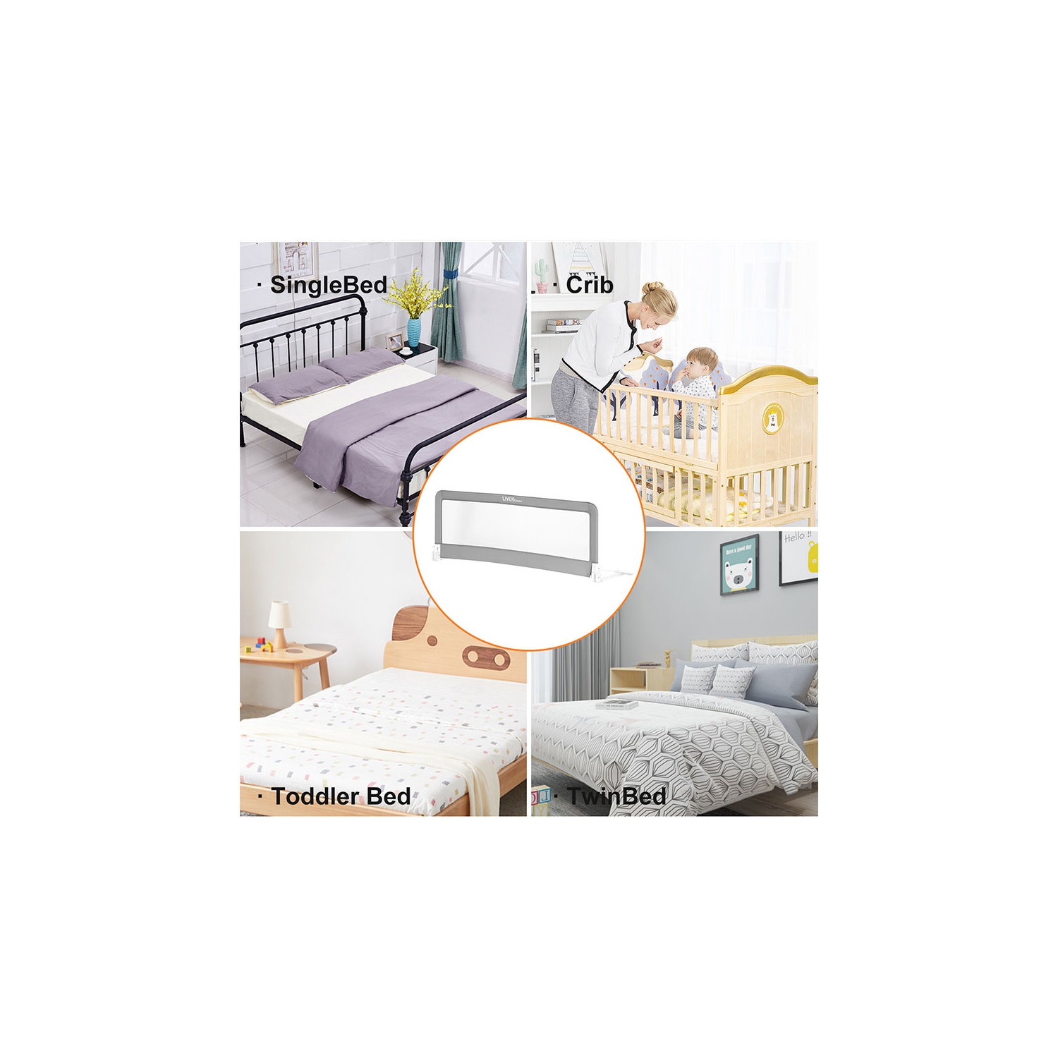 Mur de rails de lit à levage vertical pour bébé enfant tout-petits Filet de  protection de lit de sécurité robuste [150 cm / 59 pouces, 1 paquet] 