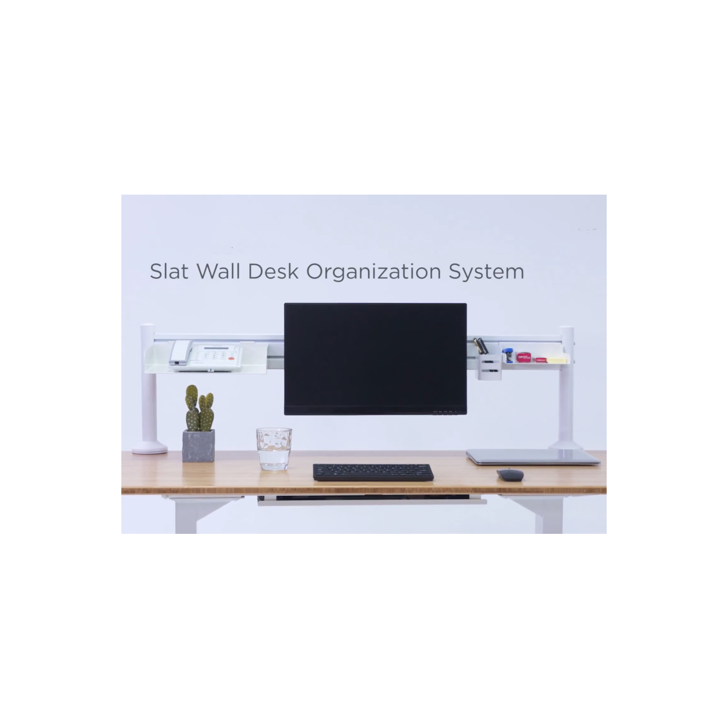 Système d’organisation de bureau à lattes - panneau à deux côtés - Blanc-PrimeCables®