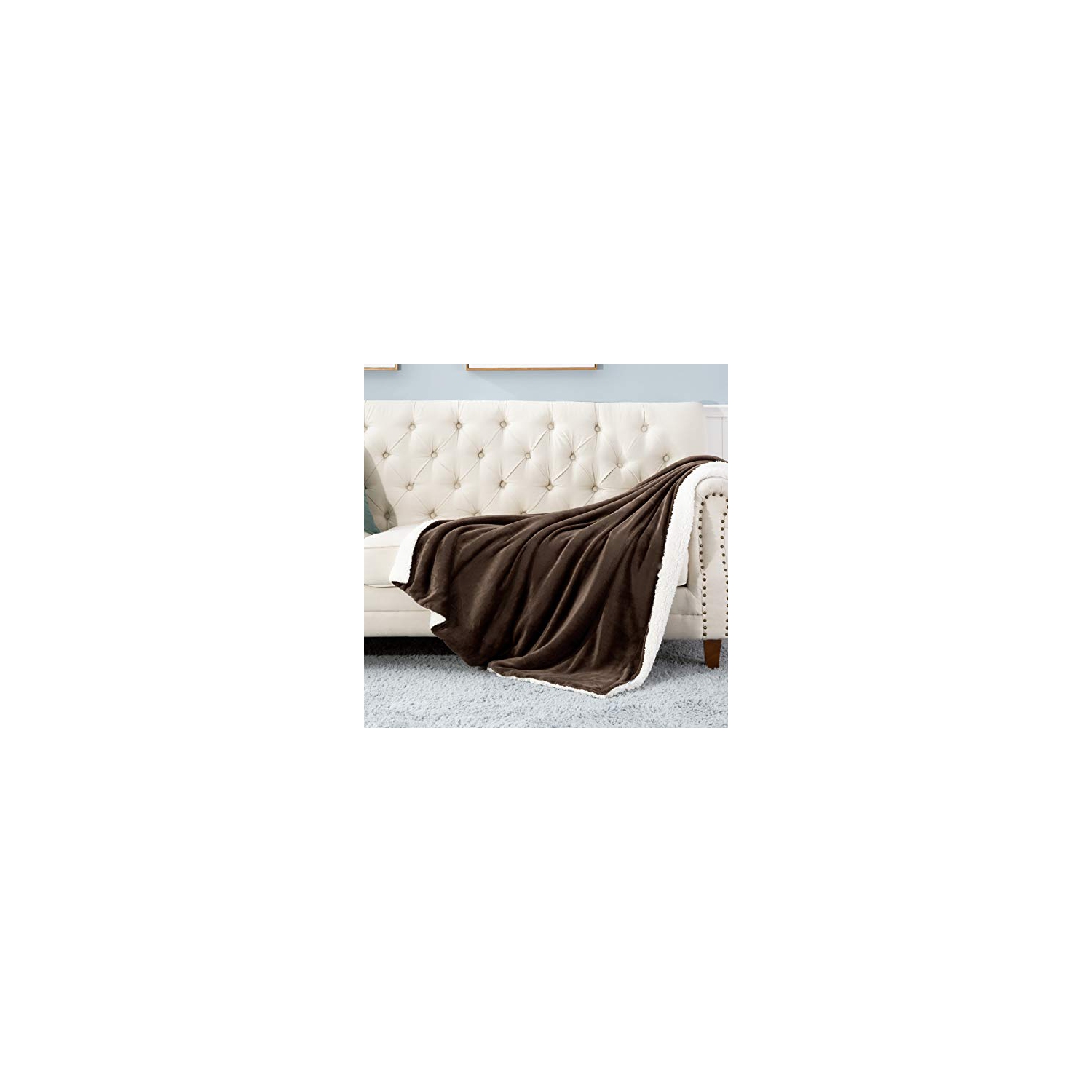 Bedsure Brown Sherpa Throw Blanket - Fuzzy Soft Blanket, Plush Microfiber Blanket, Throw Size