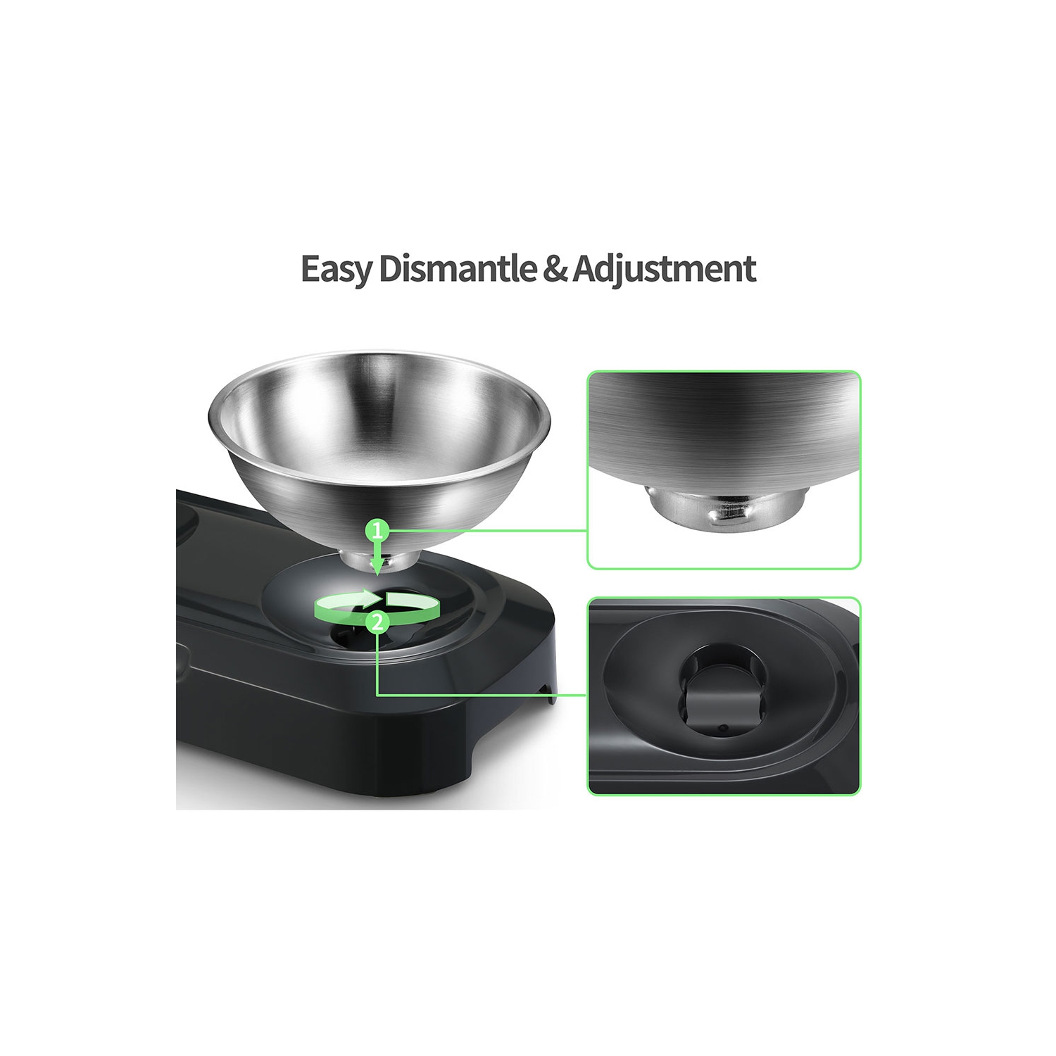 Elevated Dog Cat Bowls 15°Tilted Raised Cat Food and Water Bowls,With Anti Slip Stand and 2 Stainless Steel Dog Bowls For Cats, Dogs and Pets