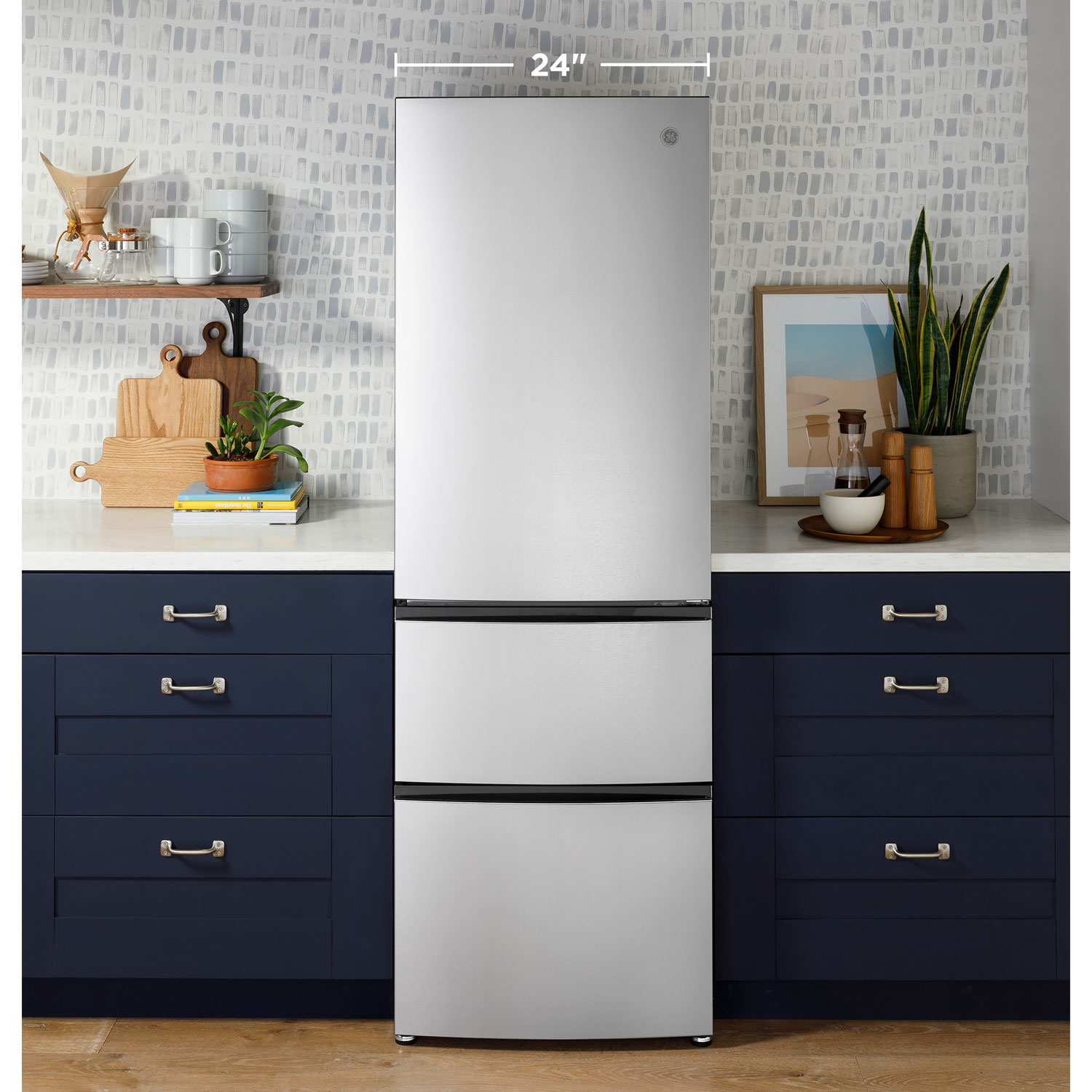 GE 24" 11.9 Cu. Ft. Bottom Freezer Refrigerator - Stainless Steel