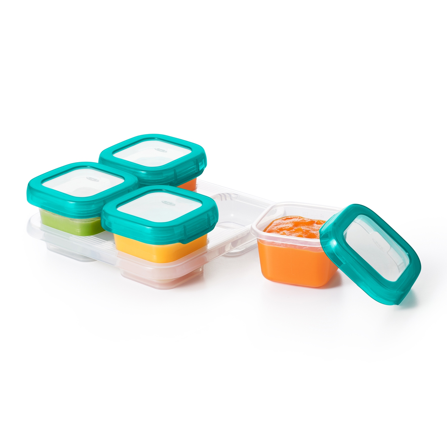 Lot de 4 blocs de conservation d'aliments pour b&eacute;b&eacute;s de OXO Tot - Sarcelle