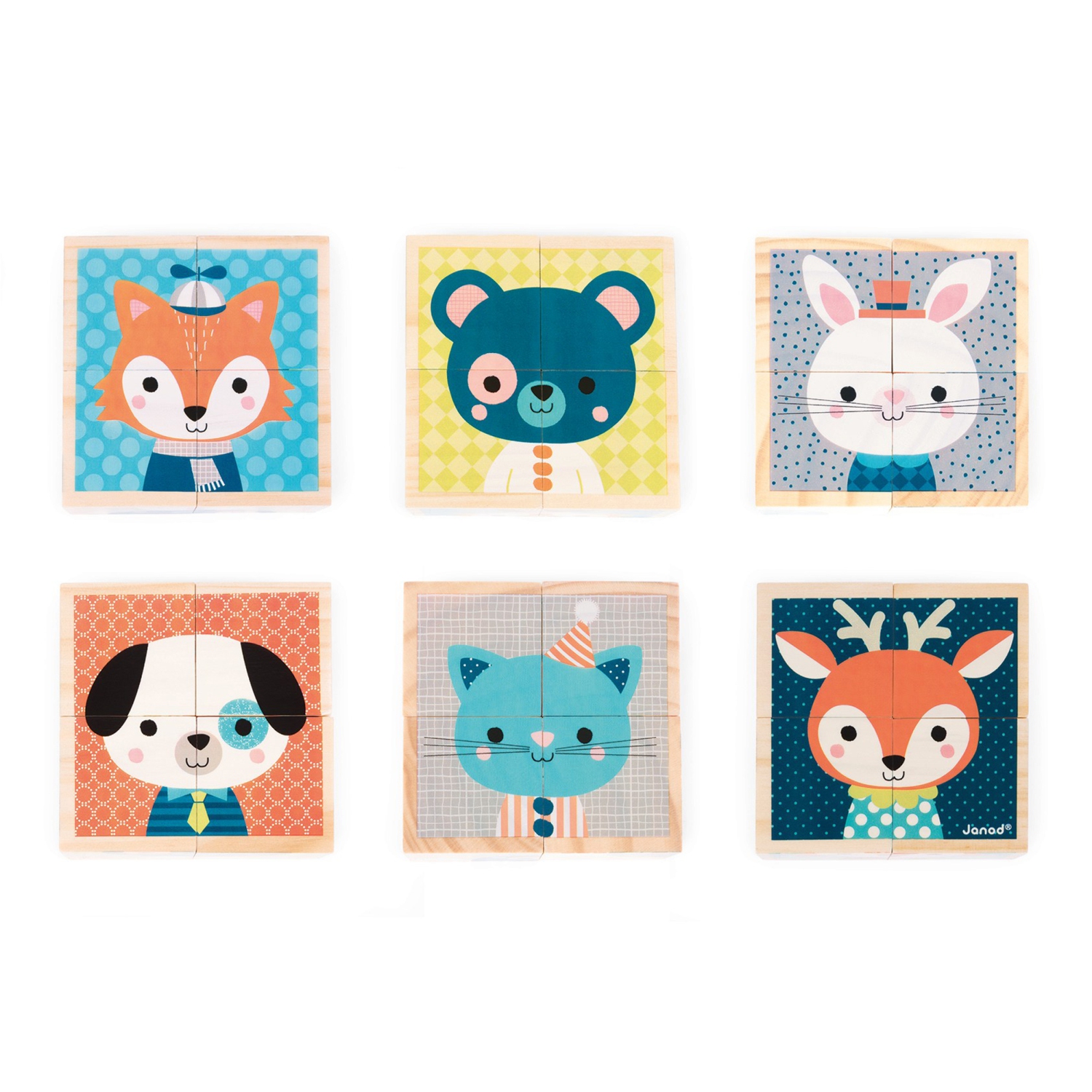 Janod My First Wood Block Set - Baby Animals
