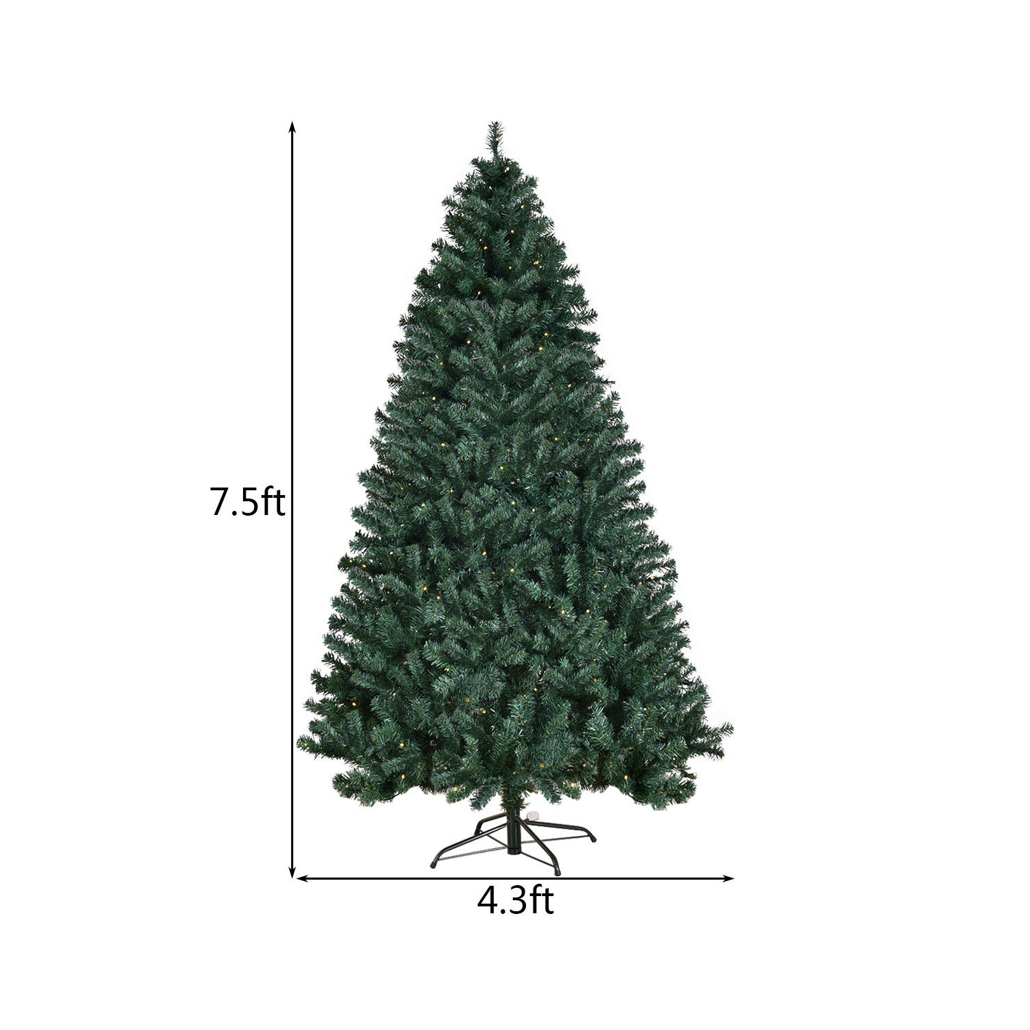 Topbuy 7.5' PVC Artificial Christmas Tree Pre-Lit 400 LED Lights W/ Metal Stand New
