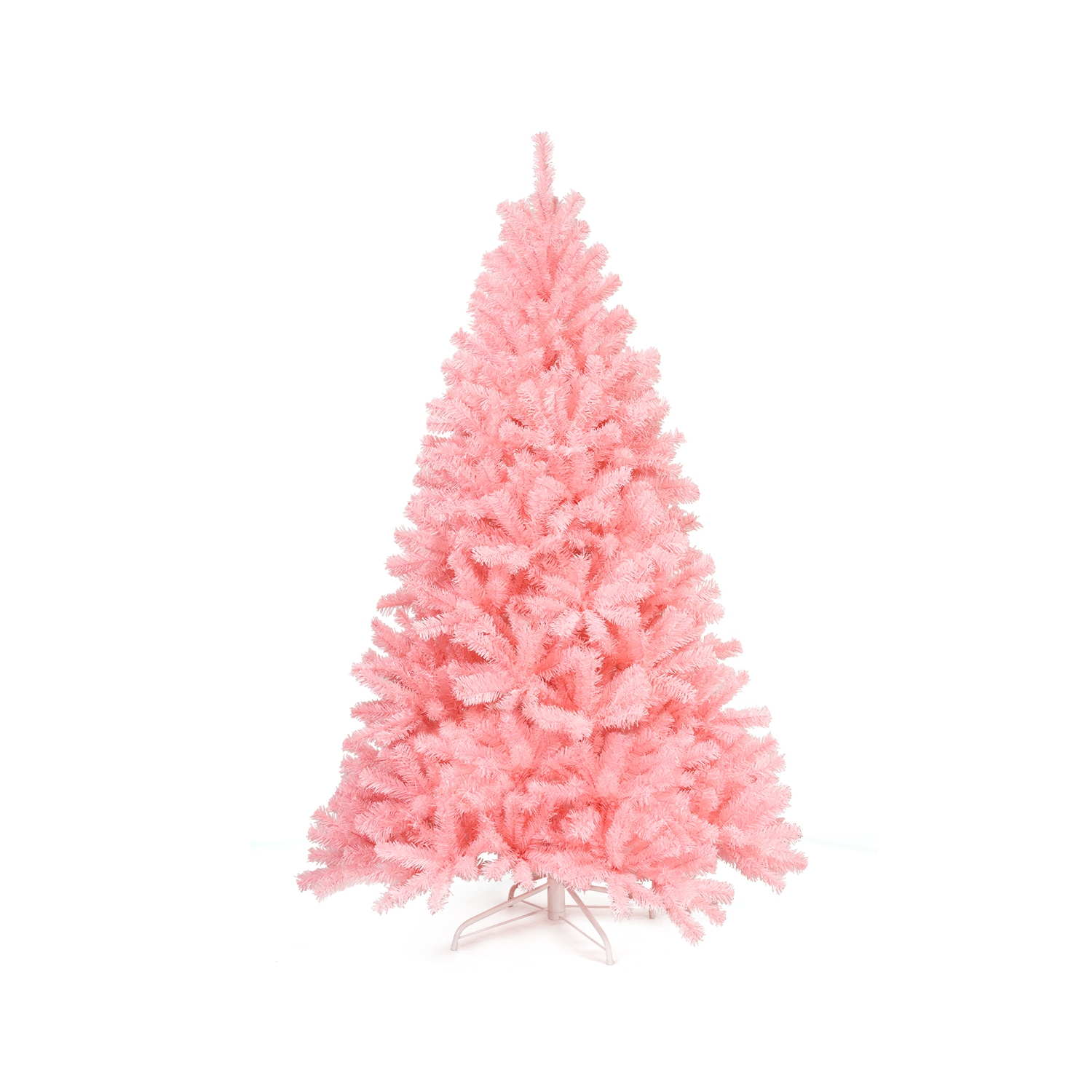Topbuy 6Ft Artificial Christmas Tree Hinged Spruce Full Tree with Metal Stand Pink