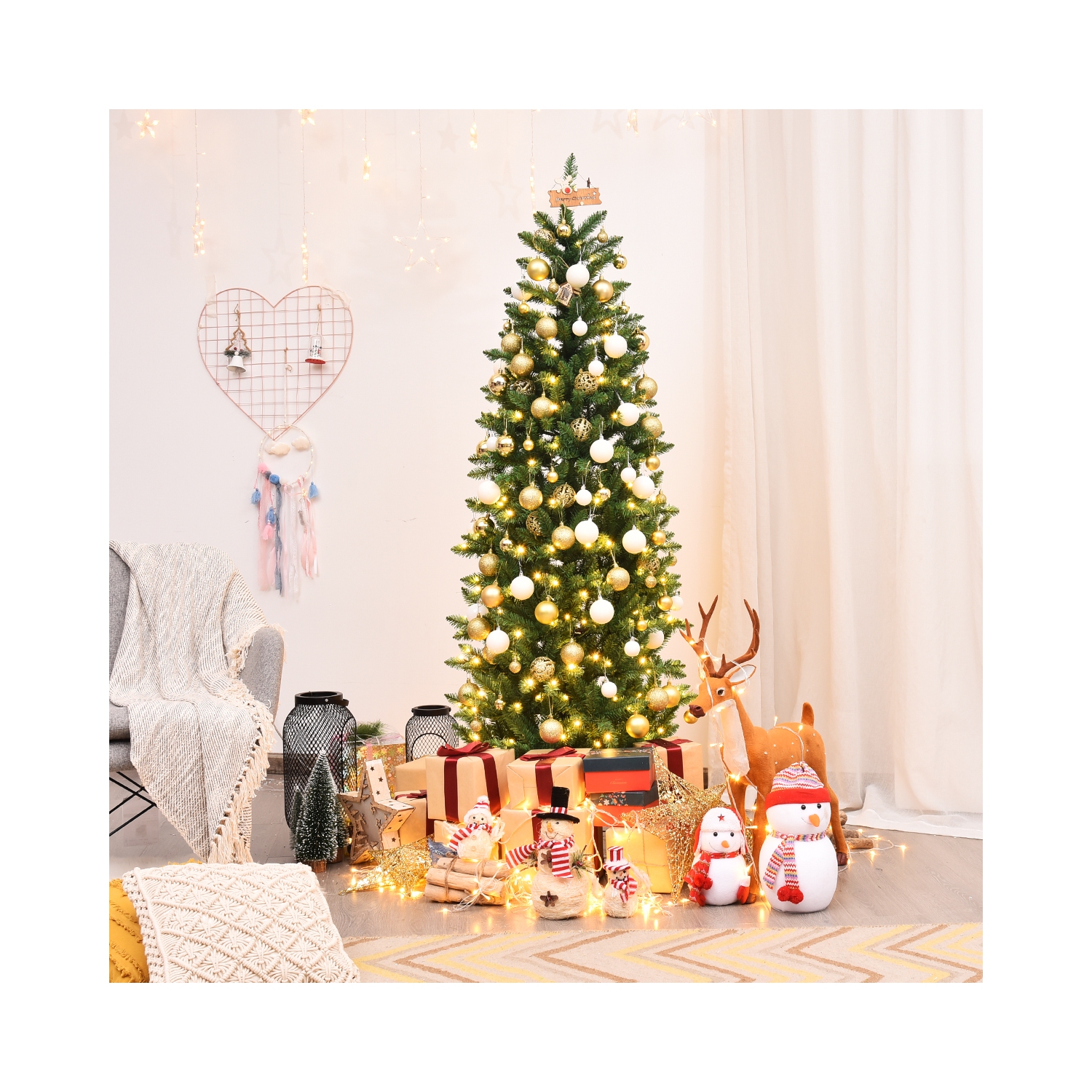 Sapin de Noël illuminé à charnières 5 pi/6 pi/7 pi de TopBuy avec lumières homologuées UL