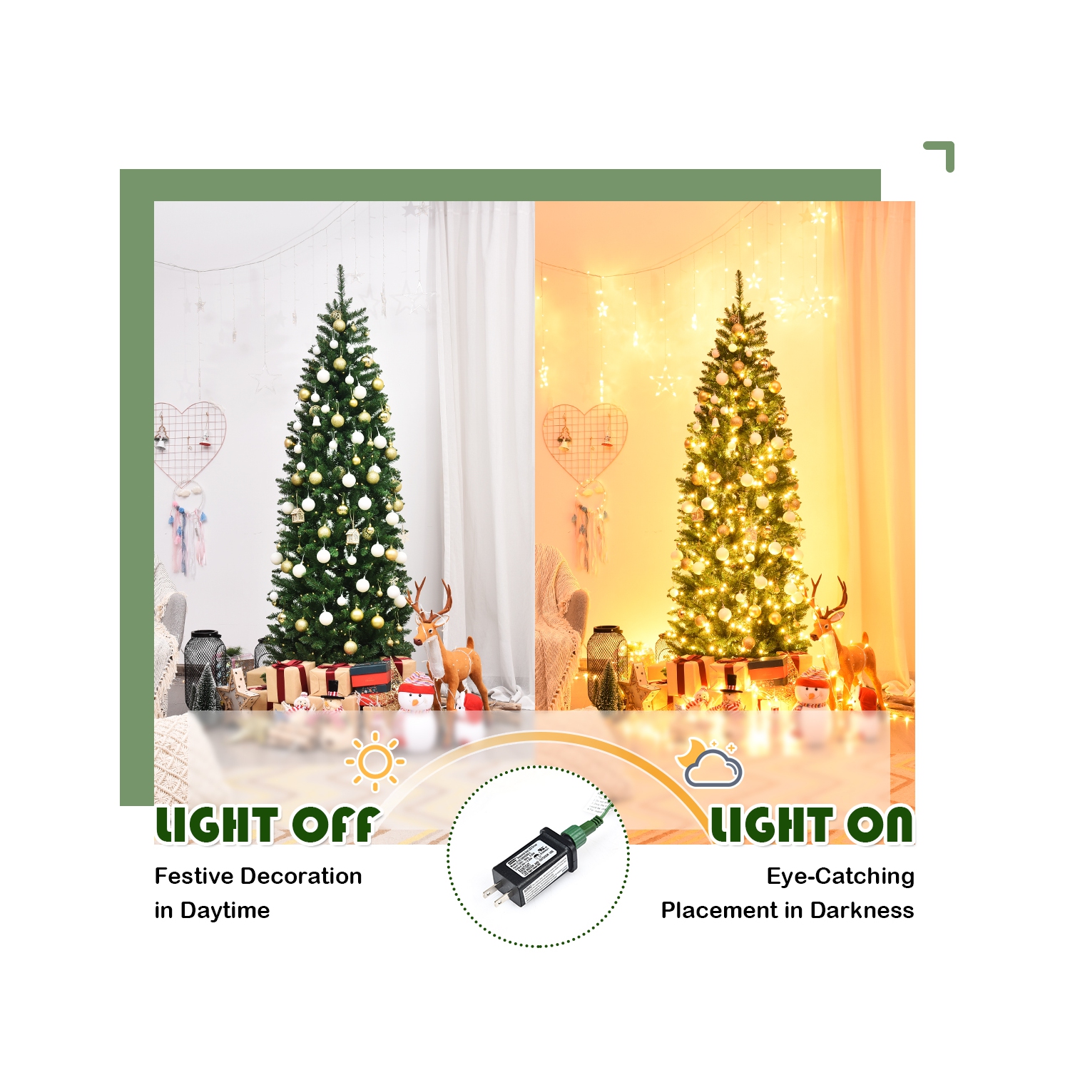 Sapin de Noël illuminé à charnières 5 pi/6 pi/7 pi de TopBuy avec lumières homologuées UL