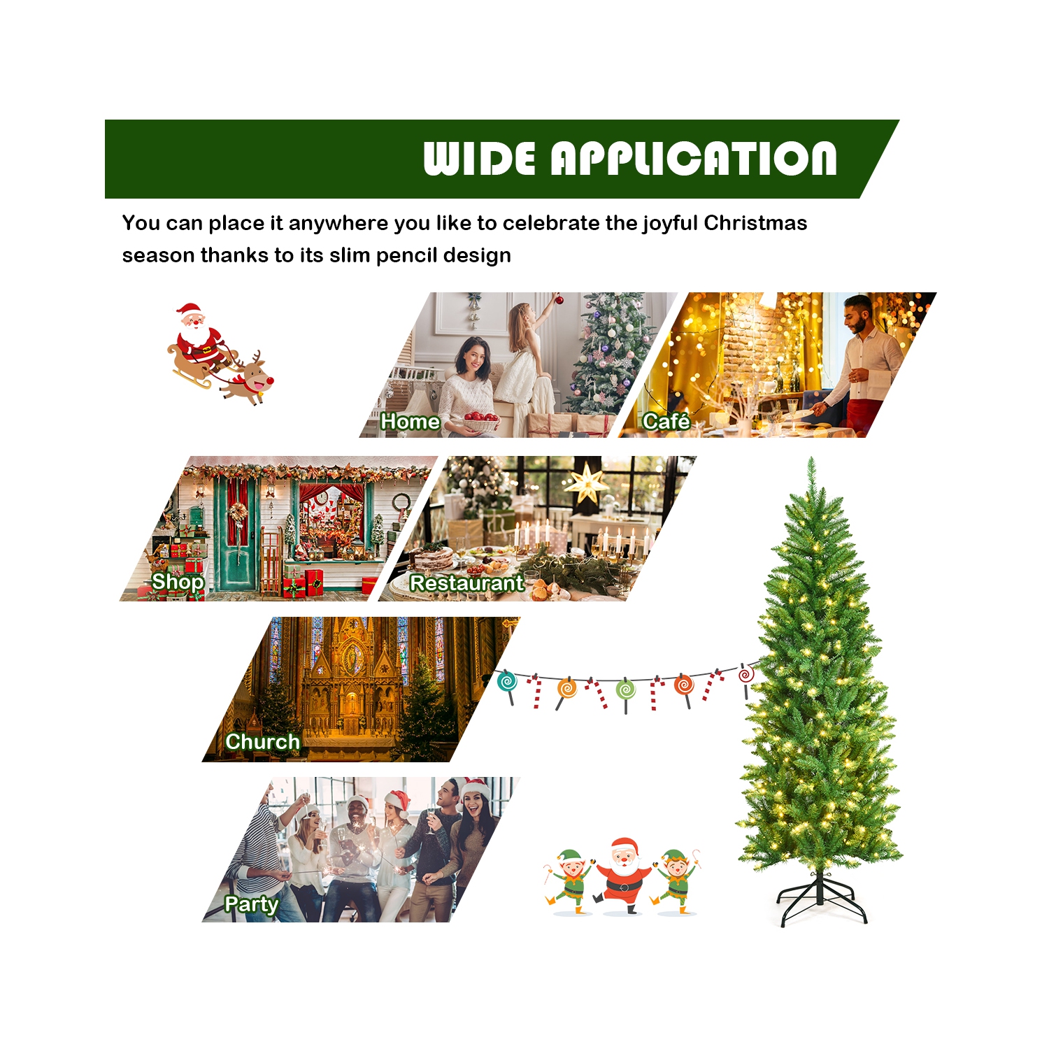 Sapin de Noël illuminé à charnières 5 pi/6 pi/7 pi de TopBuy avec lumières homologuées UL