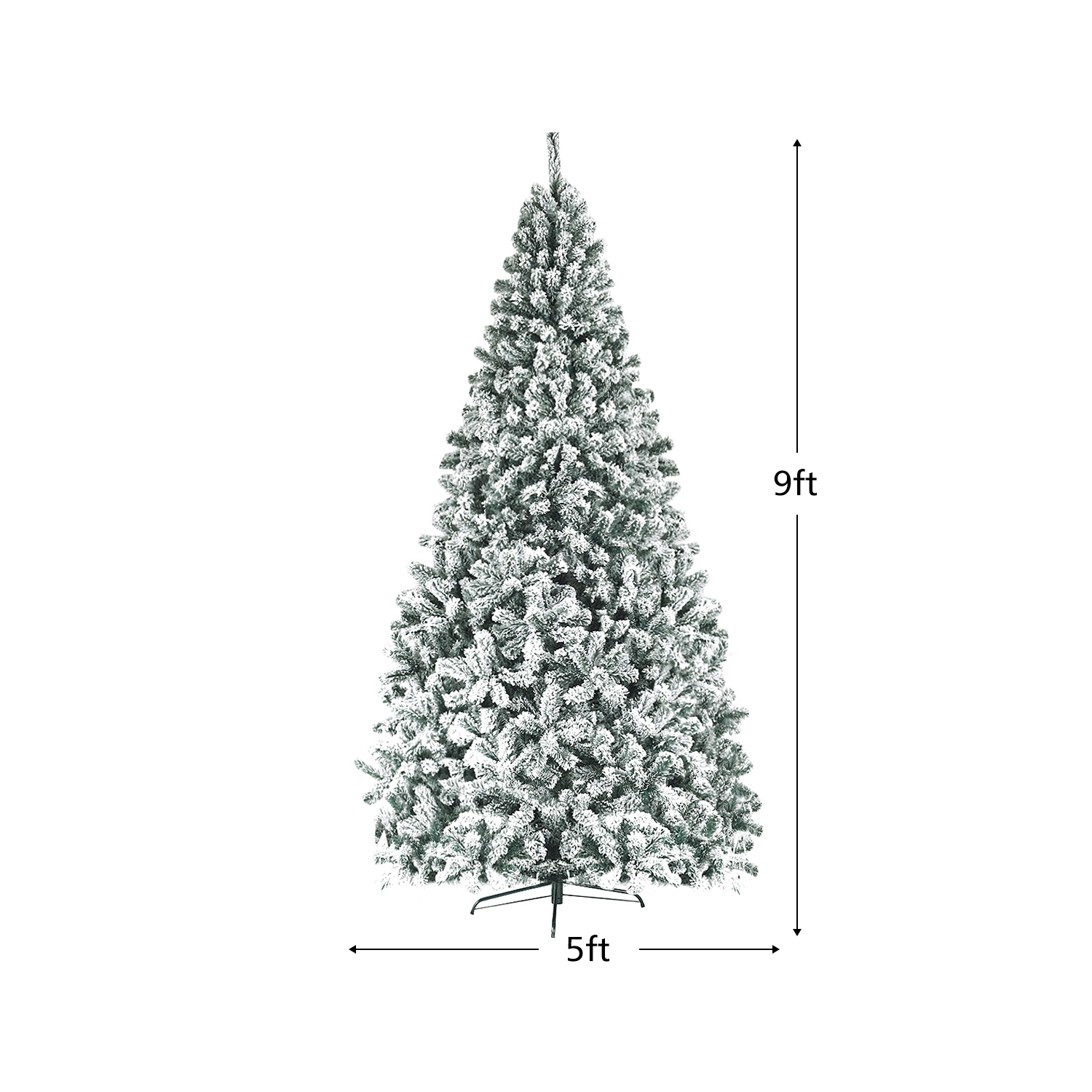 Topbuy 9ft Snow Flocked Christmas Tree 1498 Premium Hinged Tips Artificial Unlit Tree