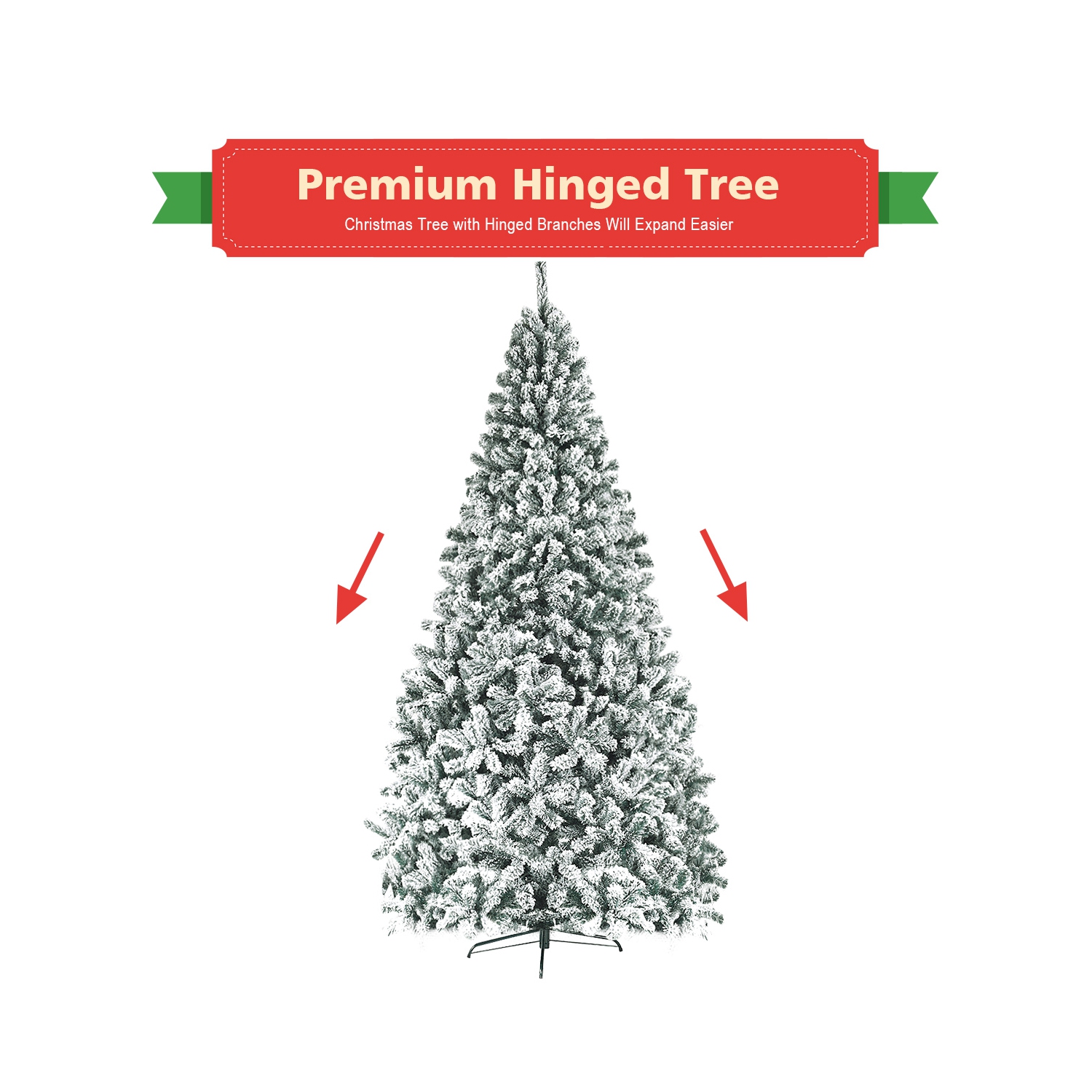 Topbuy 9ft Snow Flocked Christmas Tree 1498 Premium Hinged Tips Artificial Unlit Tree