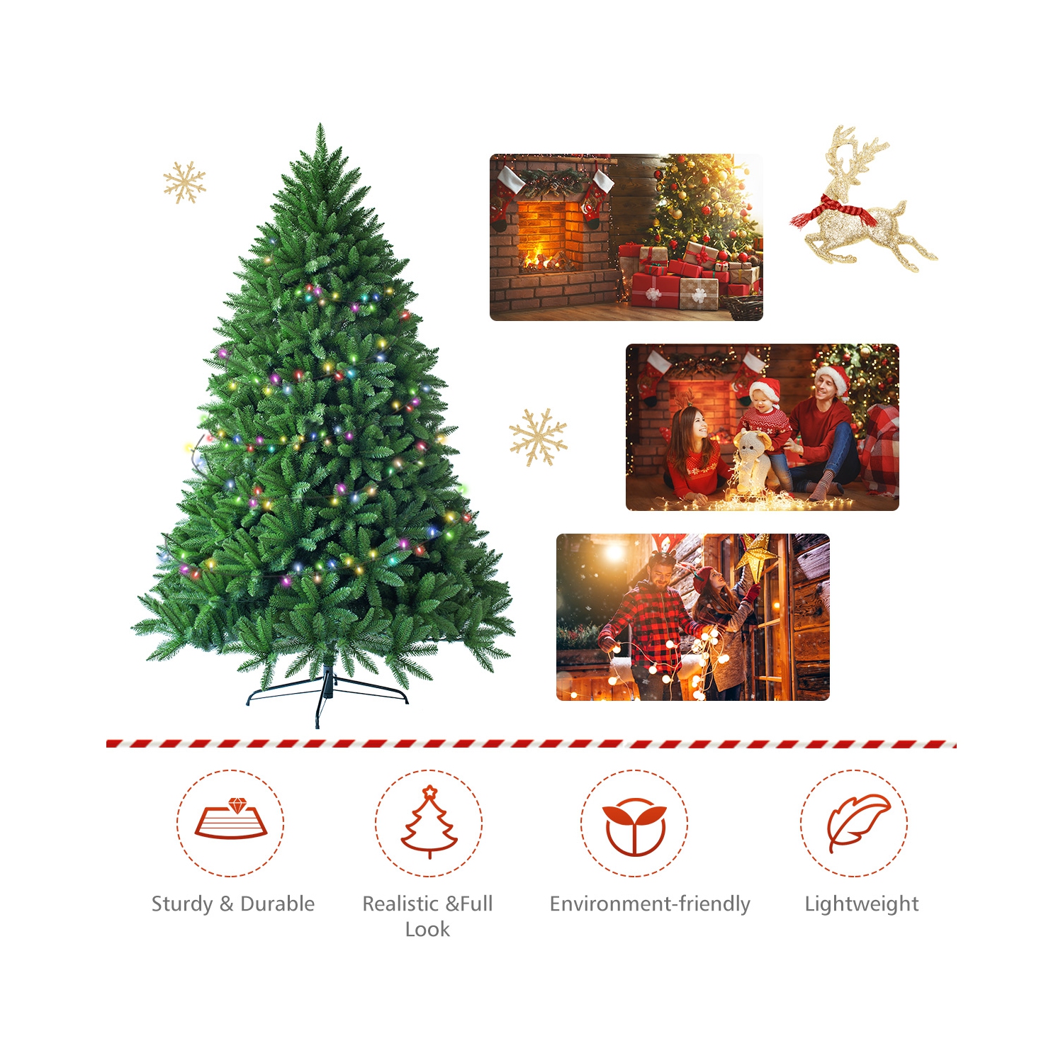 Topbuy 6' Artificial Green PVC Christmas Fir Tree w/ Metal Stand