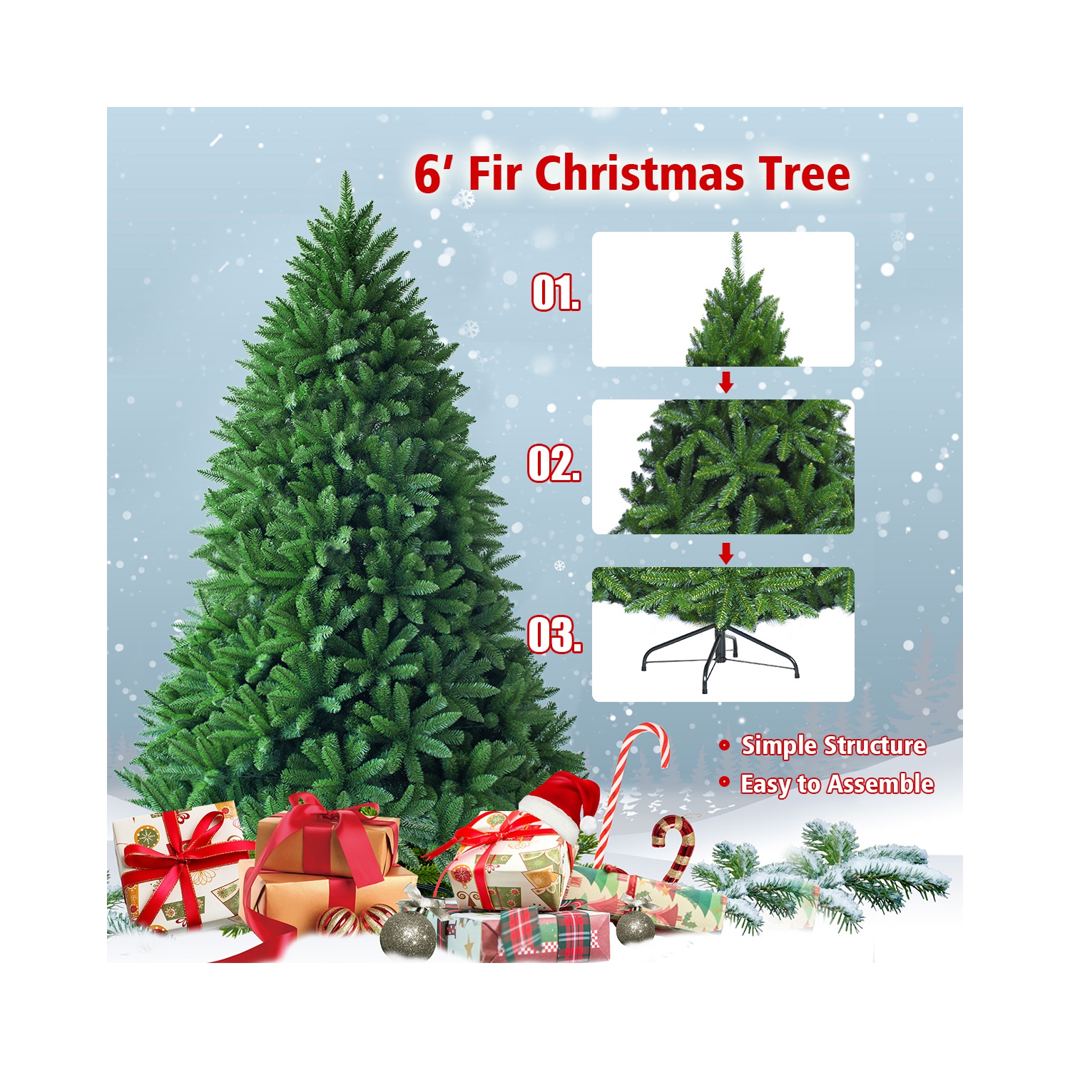 Topbuy 6' Artificial Green PVC Christmas Fir Tree w/ Metal Stand