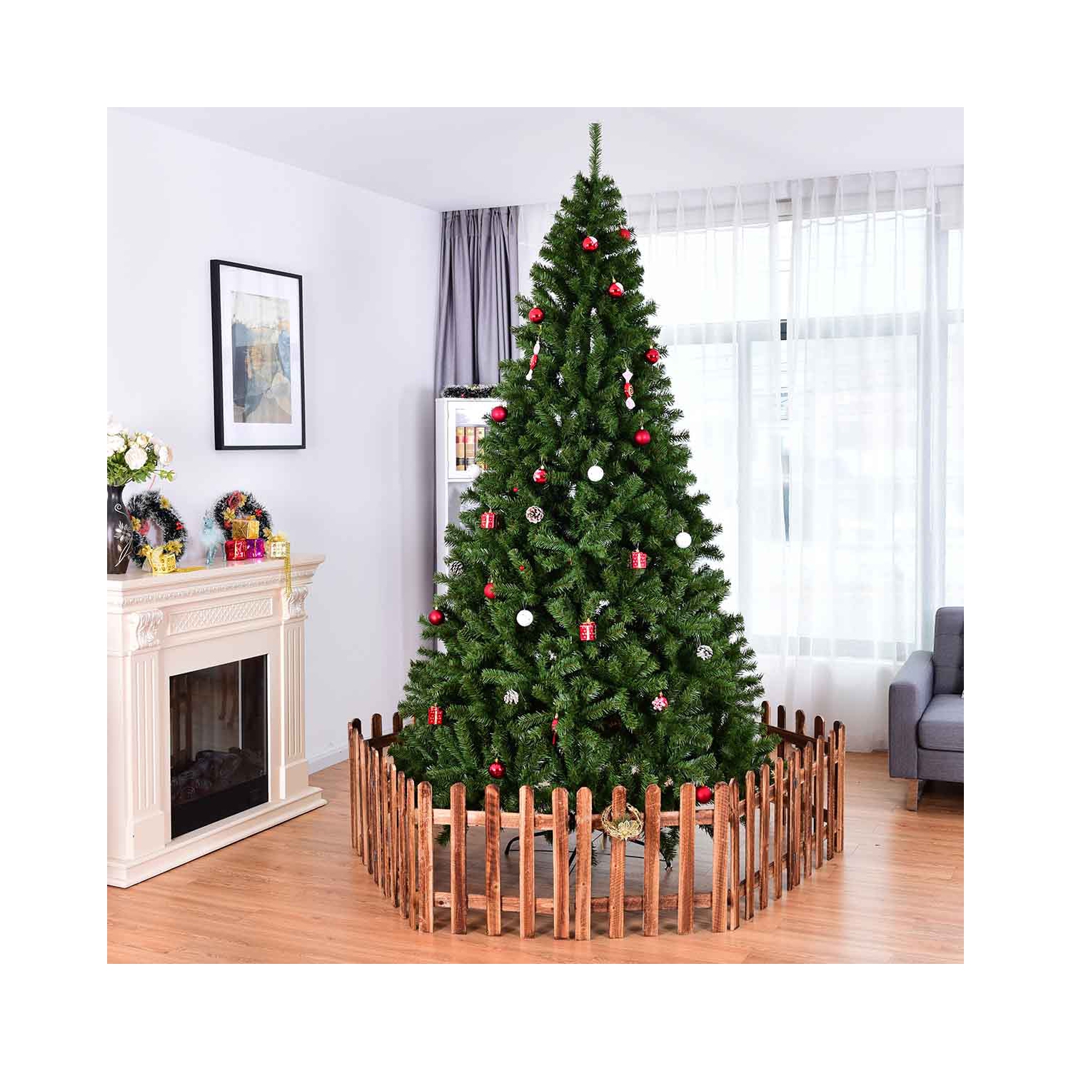 Topbuy 9&nbsp;pi – Arbre de Noël artificiel en PVC, 2132 pointes, embouts à charnière de qualité supérieure avec support en métal solide