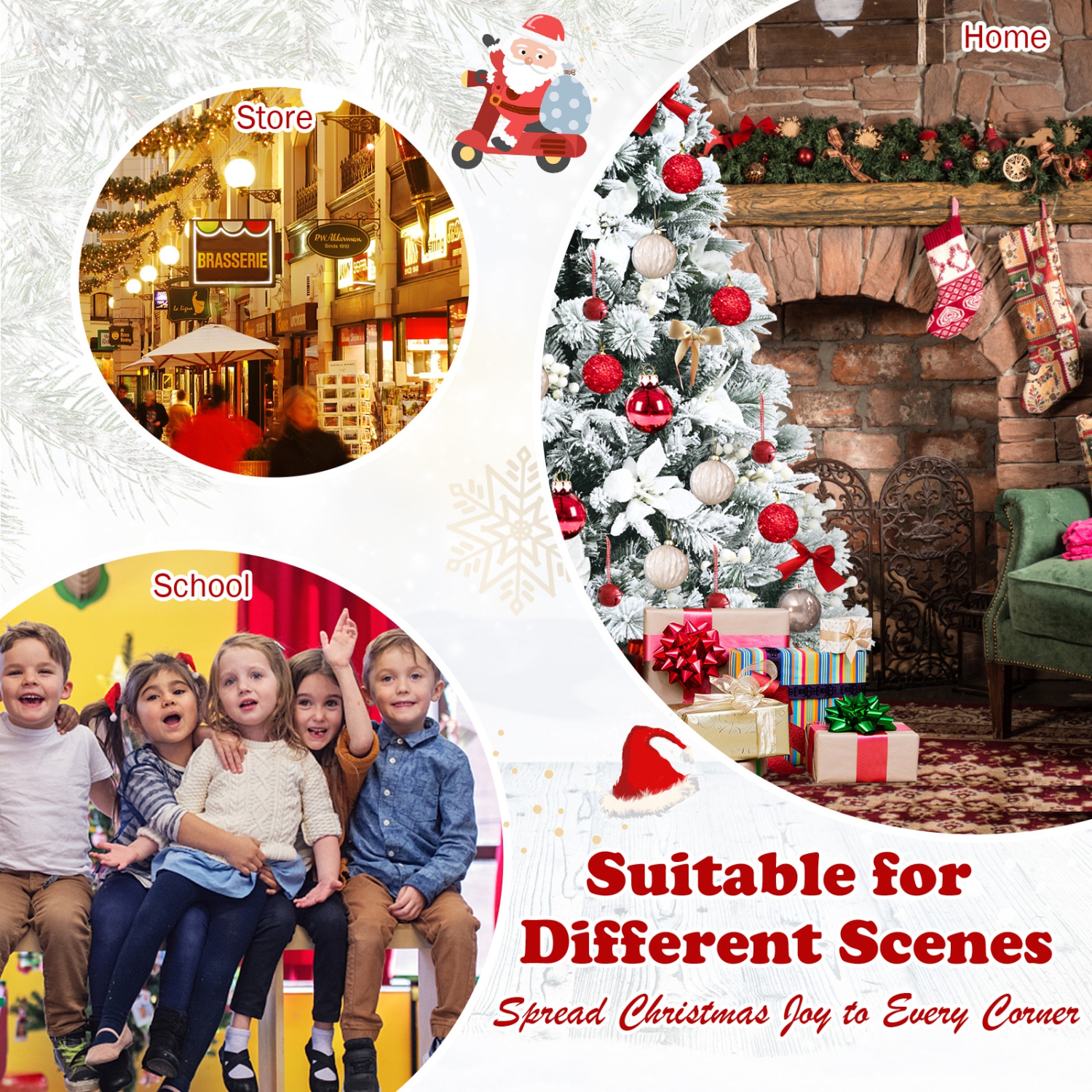 Arbre de Noël floqué à neige artificielle TopBuy, charnières de 8 pi avec 1239 embouts de branche