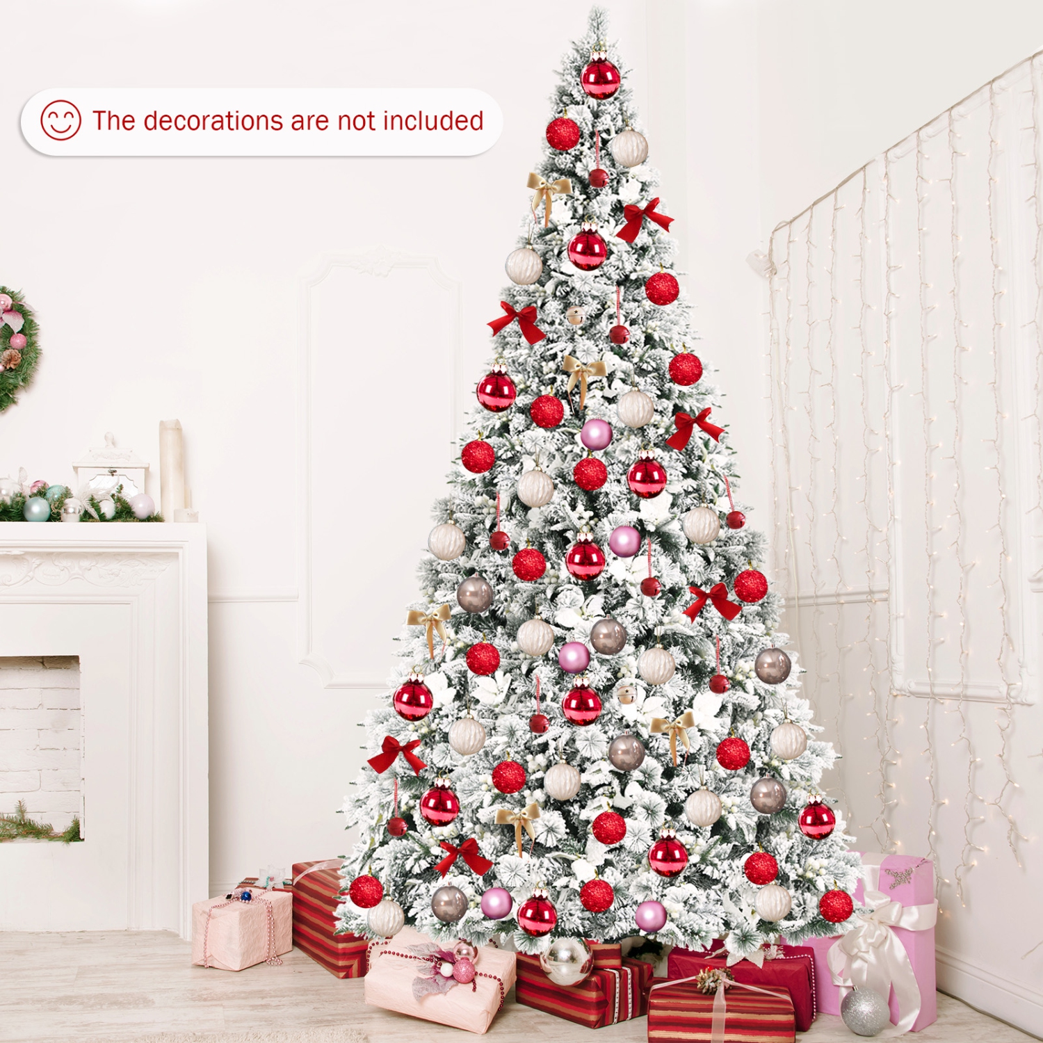 Arbre de Noël floqué à neige artificielle TopBuy, charnières de 8 pi avec 1239 embouts de branche