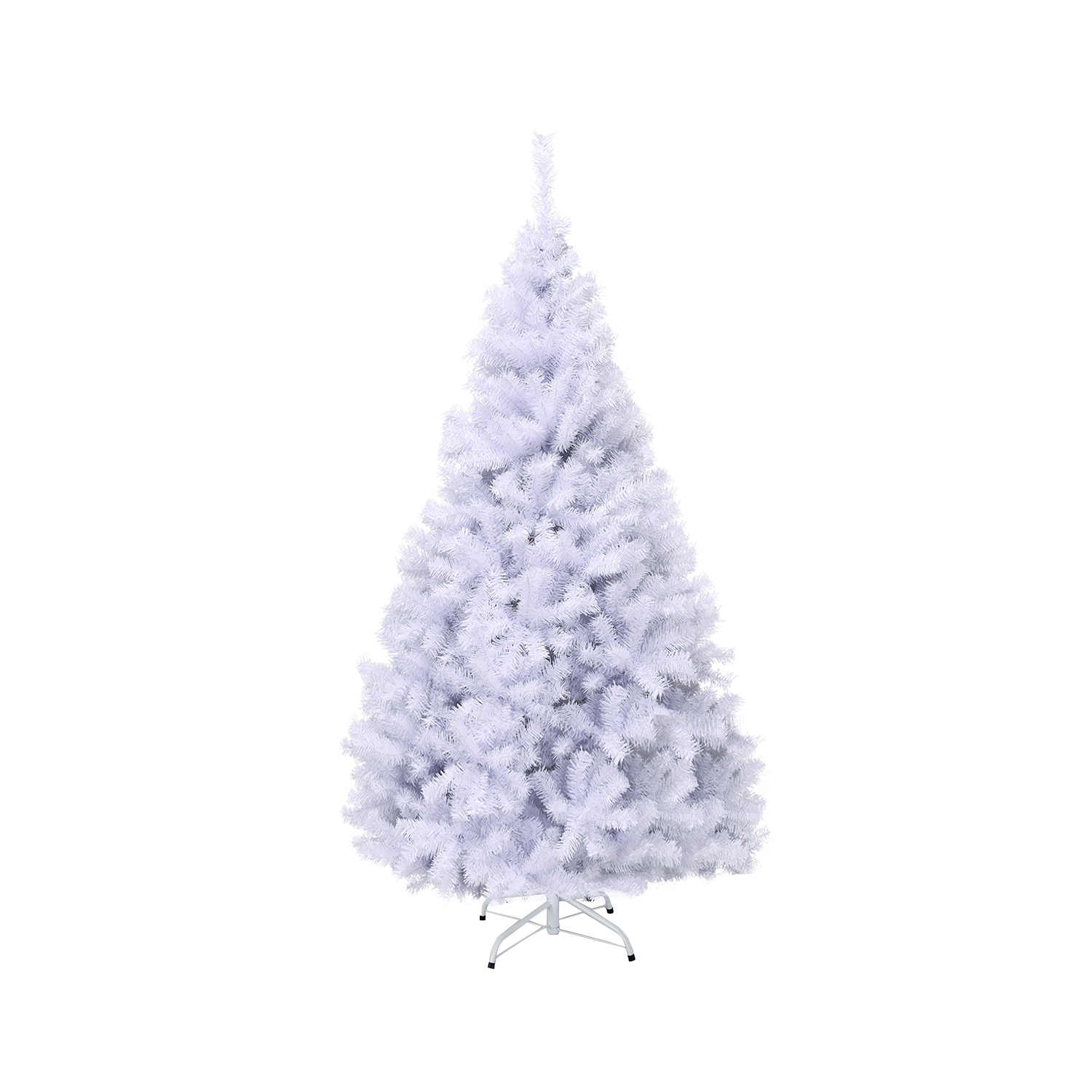 Topbuy 7.5ft White Christmas Pine Tree Hinged Artificial Decoration w/ 1346 Tips & Metal Stand
