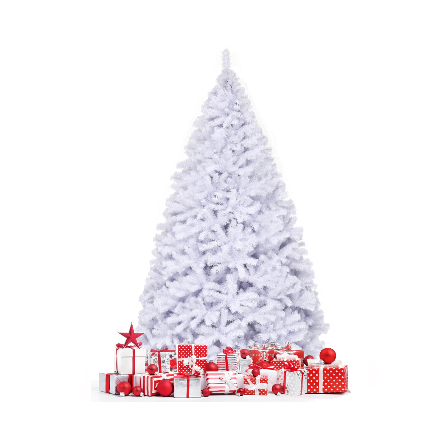 Décoration de 9 pi avec charnières en pin blanc de Noël de TopBuy, 2132 pointes et support en métal