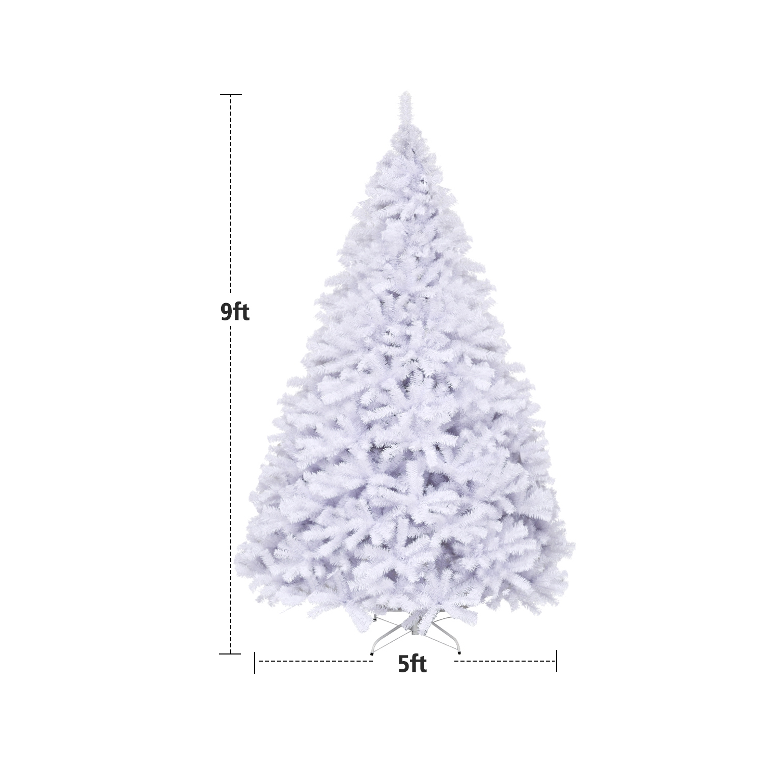 Décoration de 9 pi avec charnières en pin blanc de Noël de TopBuy, 2132 pointes et support en métal