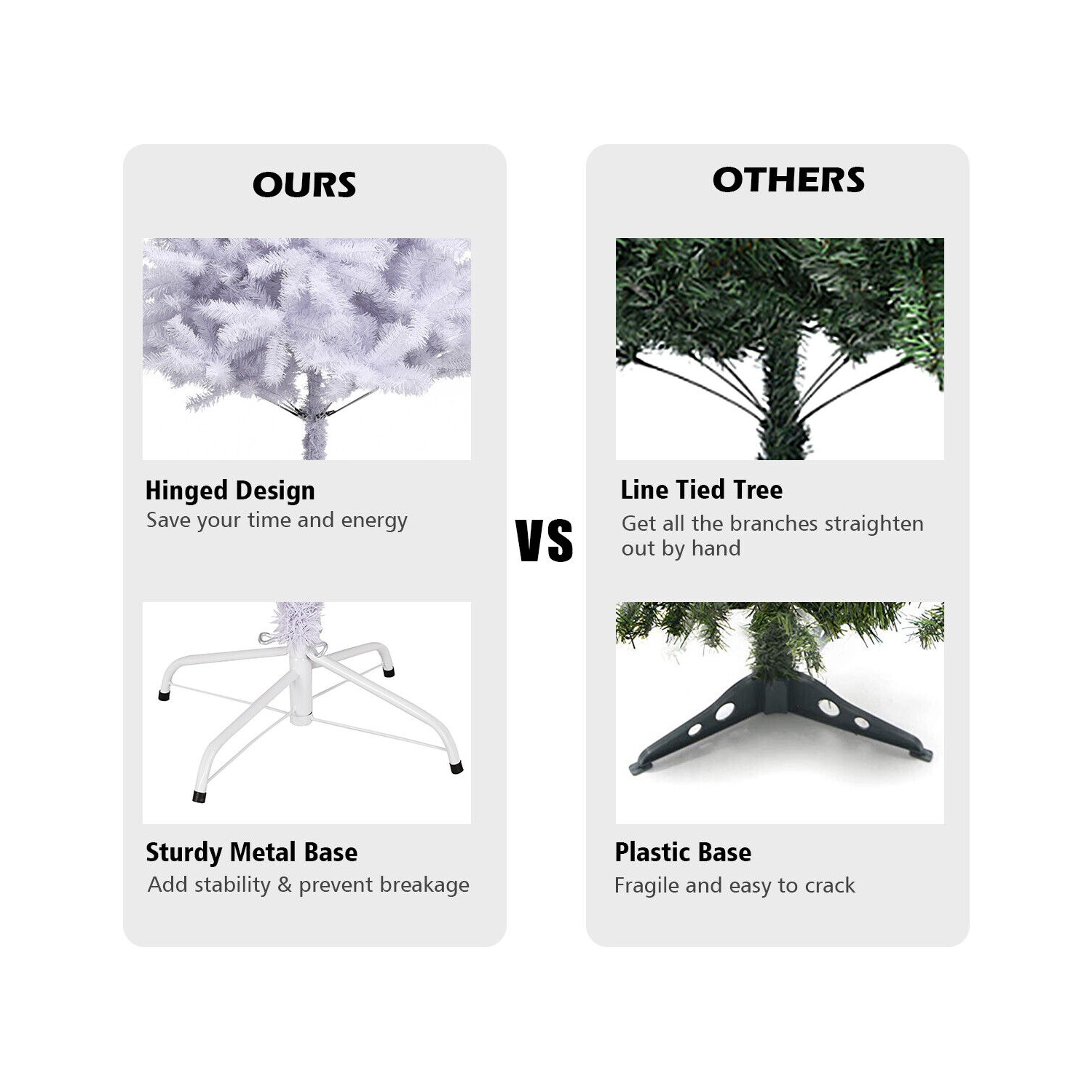 Décoration de 9 pi avec charnières en pin blanc de Noël de TopBuy, 2132 pointes et support en métal