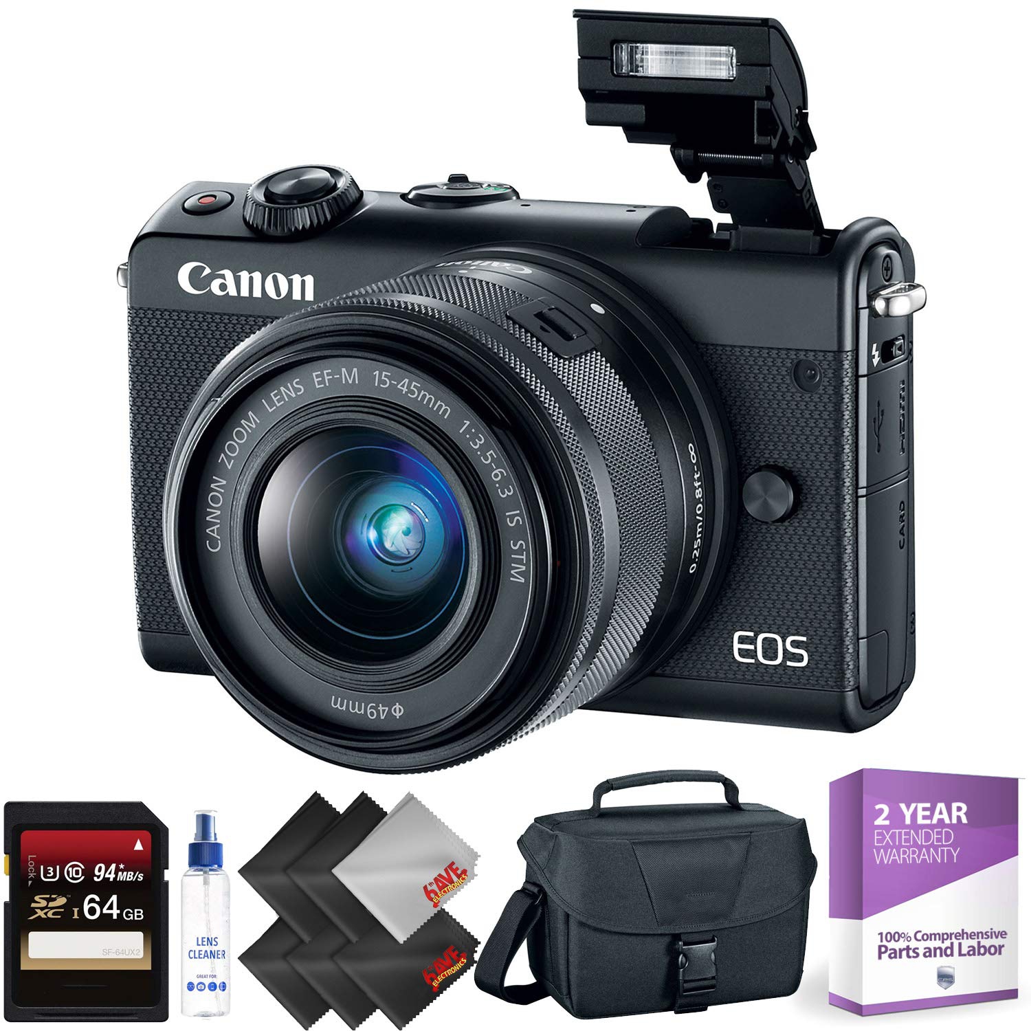 Canon EOS M100 Mirrorless Digital Camera with 15-45mm Lens (Black