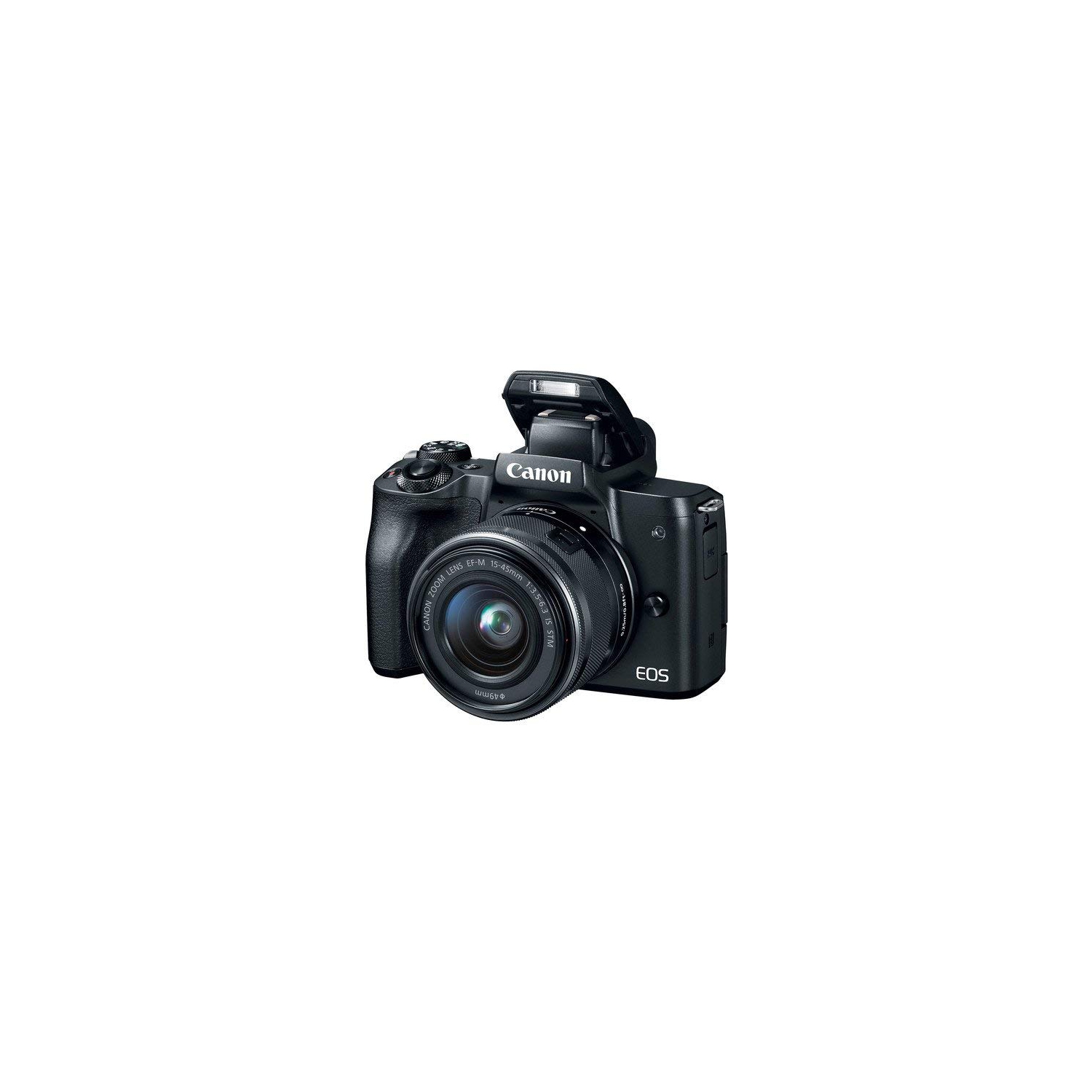 Canon EOS M50 Mirrorless Digital Camera with 15-45mm Lens (2680C011) W/Bag, Extra Battery, LED Light