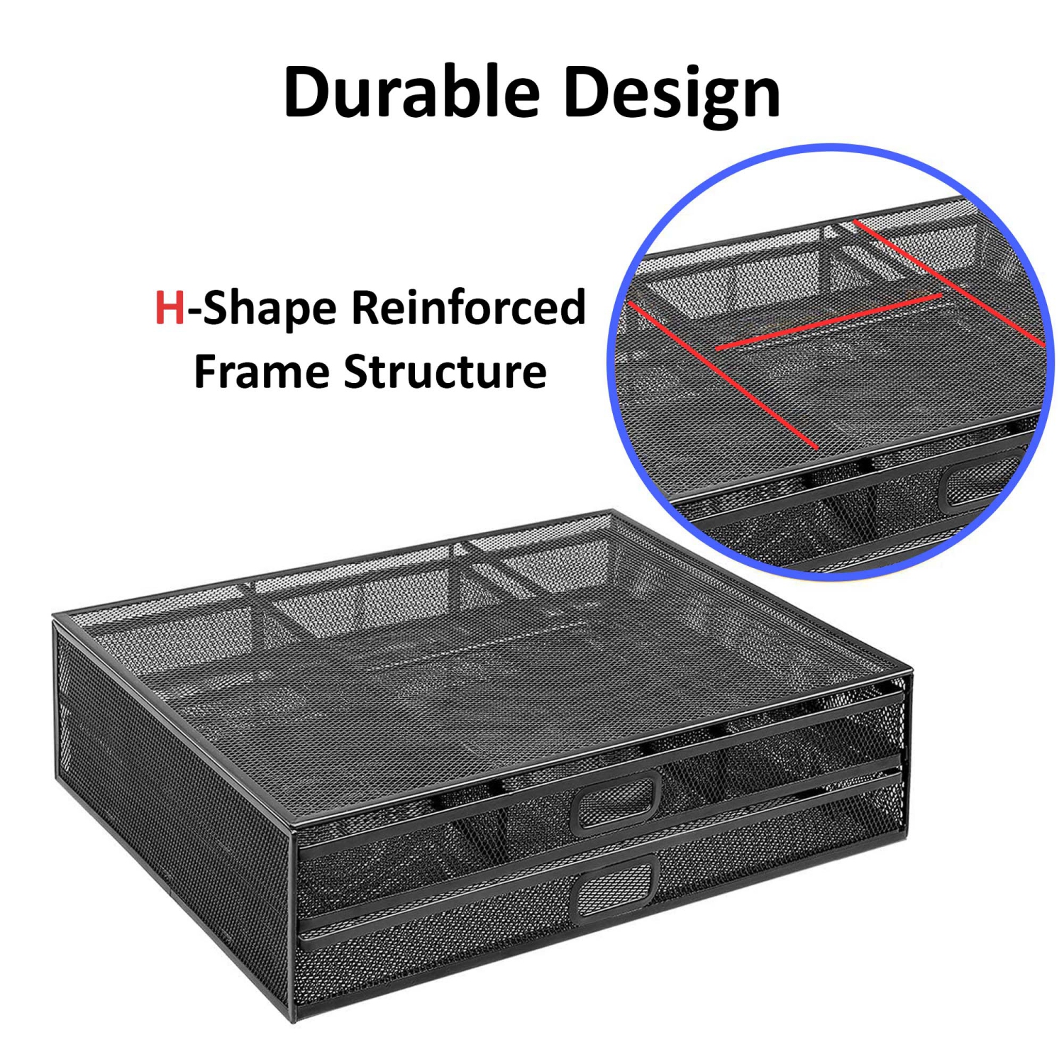 SHOPPINGALL Monitor Stand Riser with Drawer, Mesh Metal Desk Organizer with Two Pull Out Storage Drawers - SA-MMSD1…