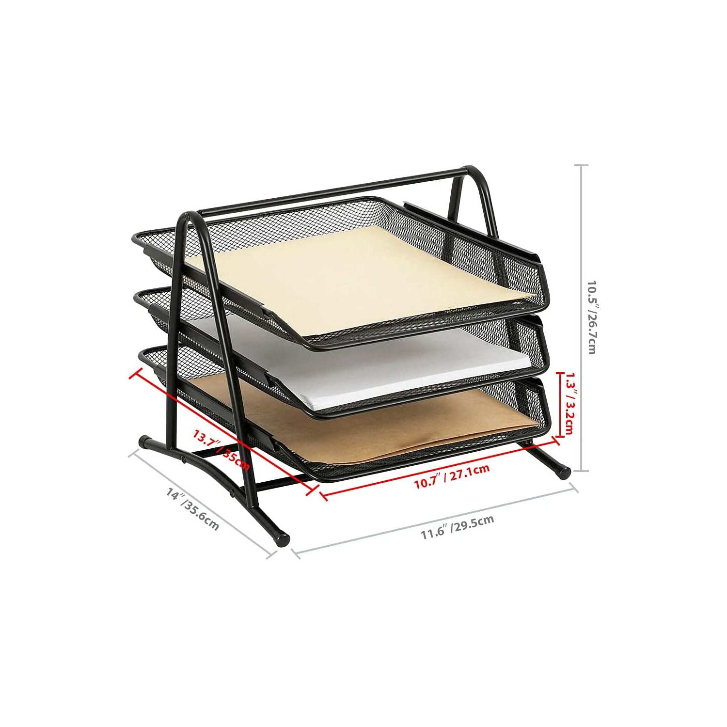 SHOPPINGALL Mesh 3 Tier Document, Letter Tray, Desk Organizer - SA-MDT1