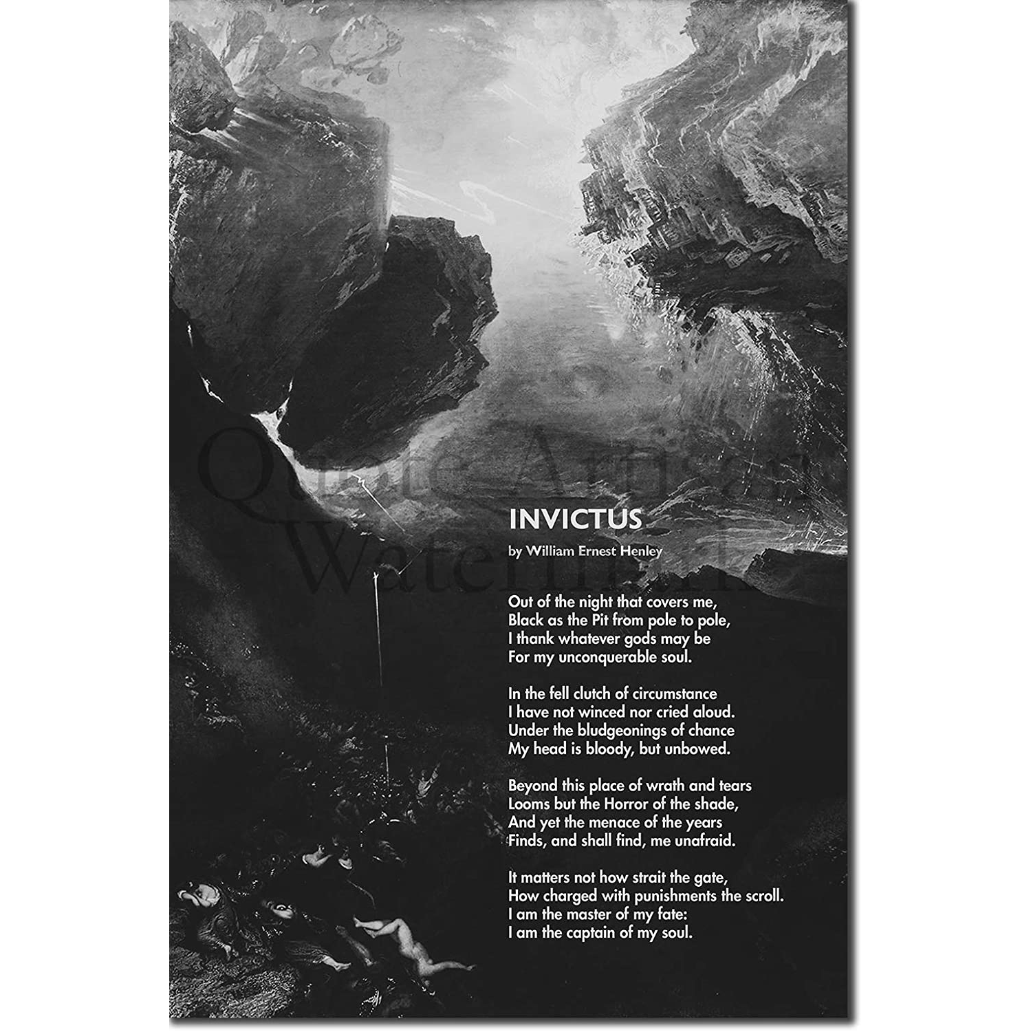 (B&W) Invictus Motivational Poem by William Ernest Henley 4 (Heaven Hell)